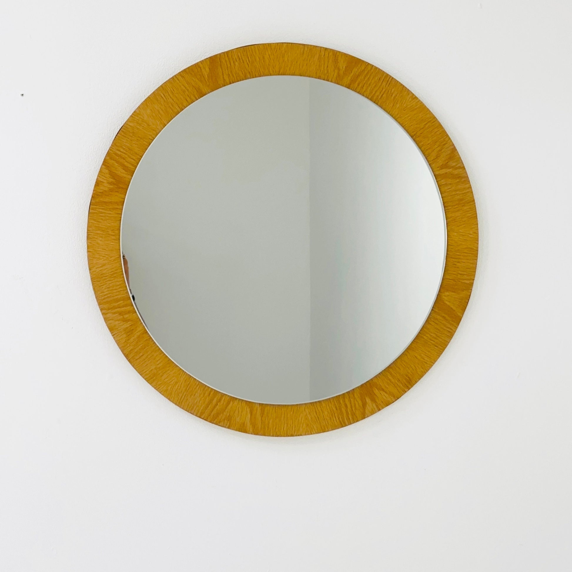 Mid century wooden round wall mirror 1960s Germany