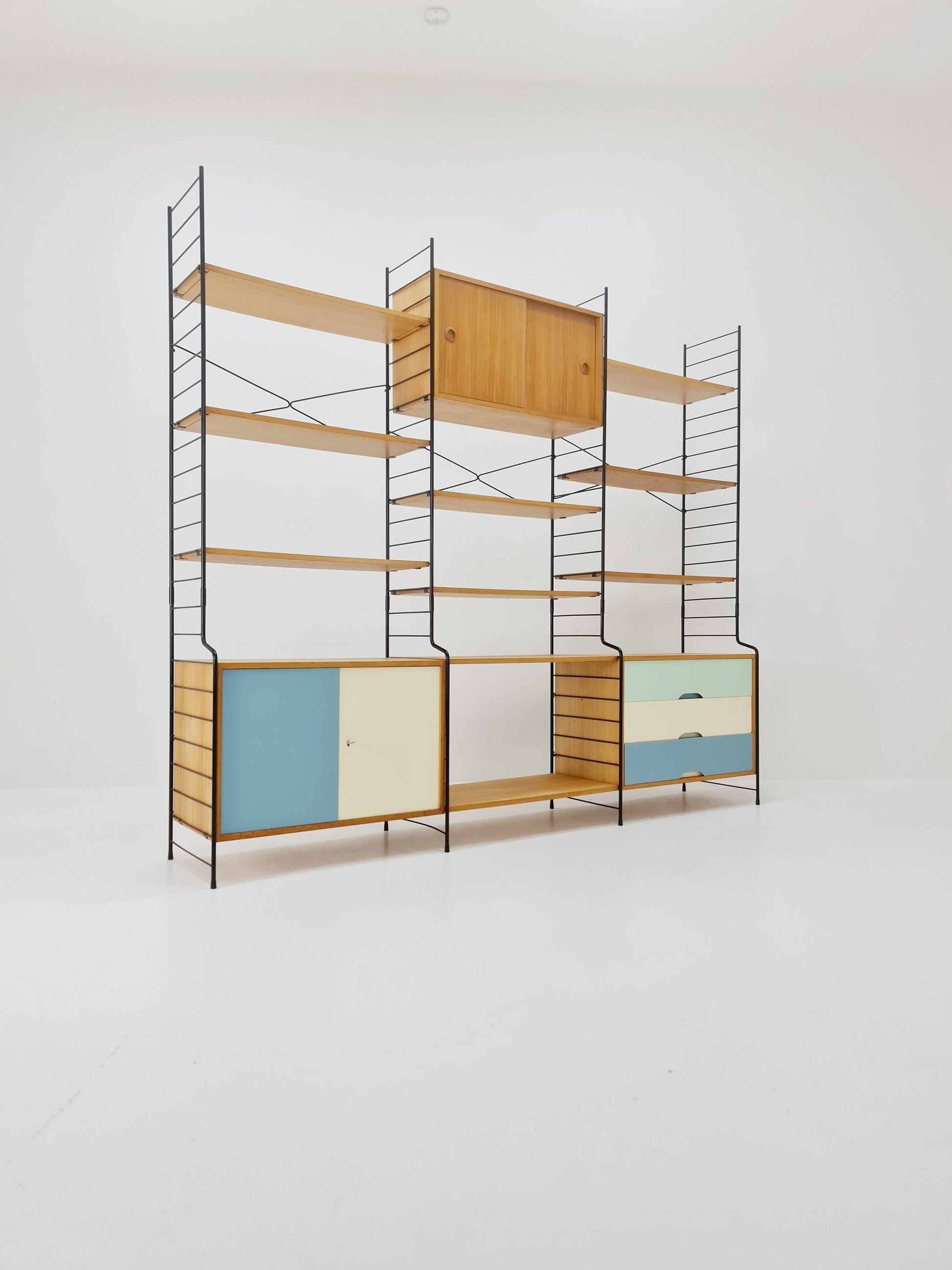 Mid century String shelf-system, bookcase Eshe by WHB Germany, 1950s
