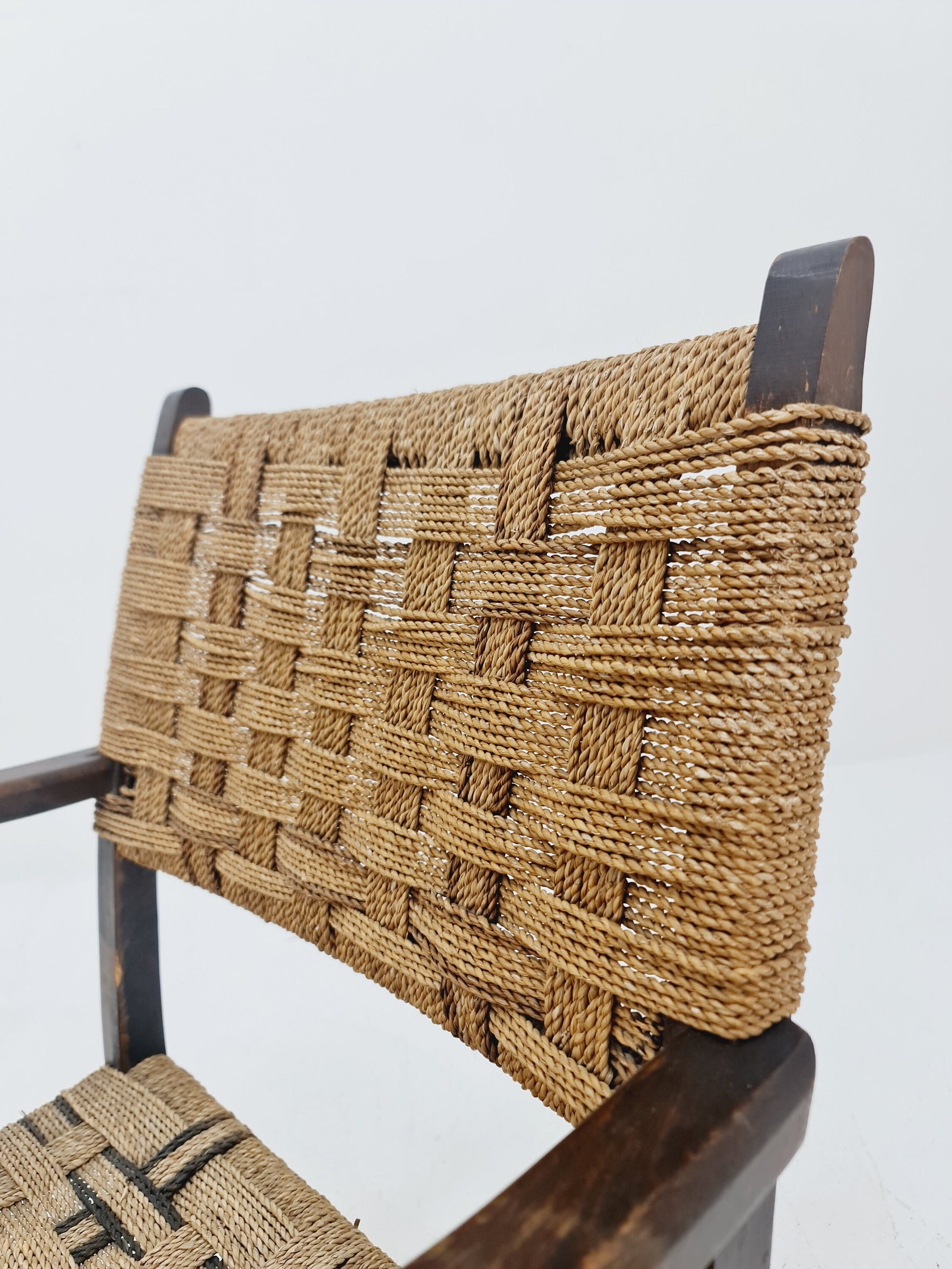 Bauhaus vintage papercord armchair by Ehrich Dieckmann, 1930s