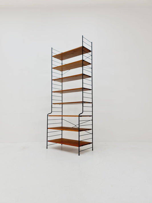 Freestanding vintage string bookshelf in Teak, 1950s by WHB Germnay