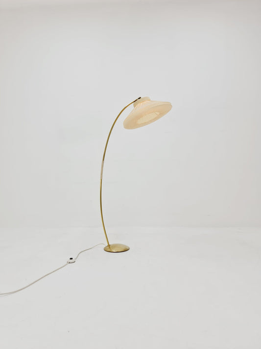 Mid century brass German arc floor Flex lamp By München Werkstätten, 1960s