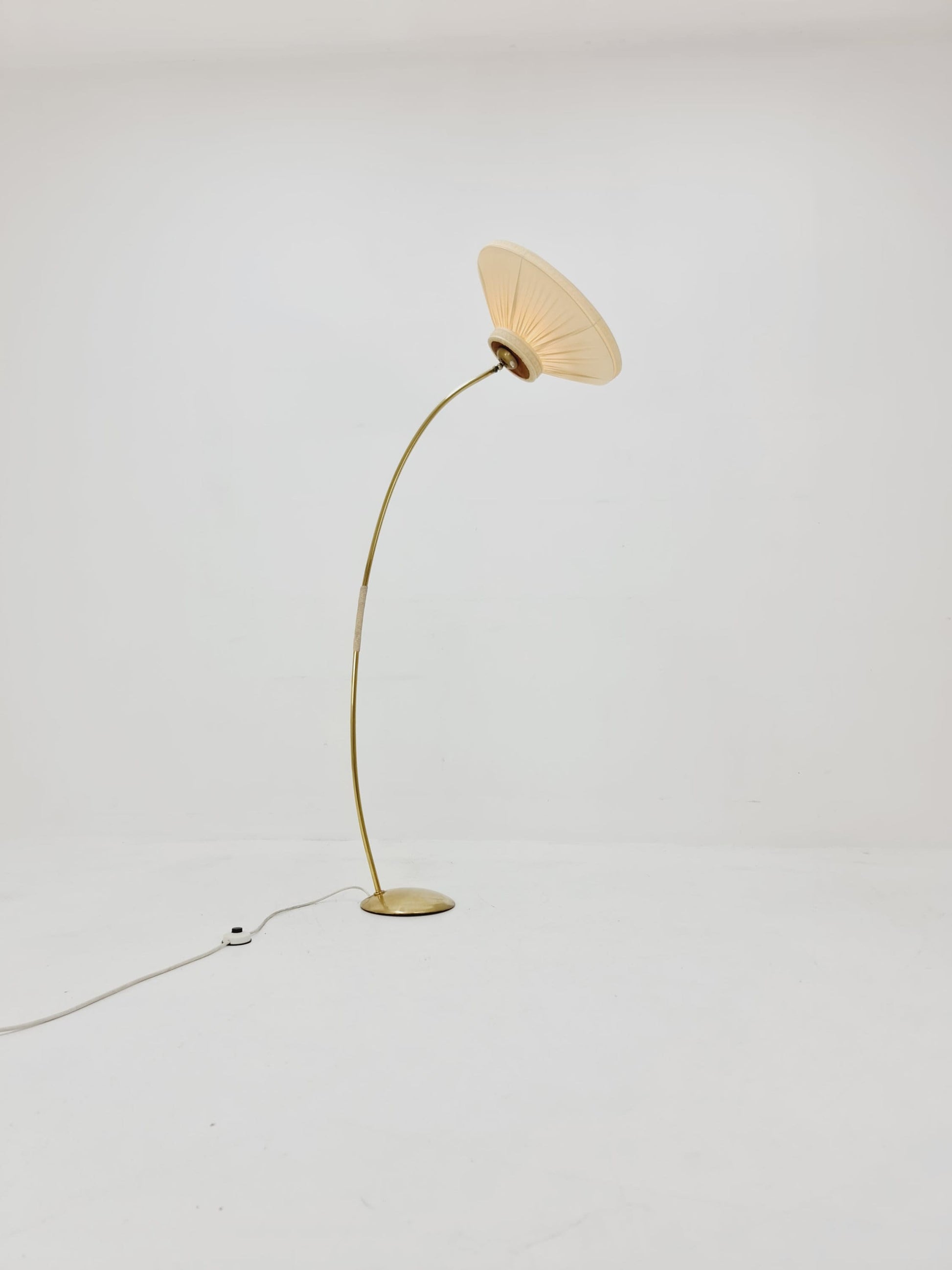 Mid century brass German arc floor Flex lamp By München Werkstätten, 1960s