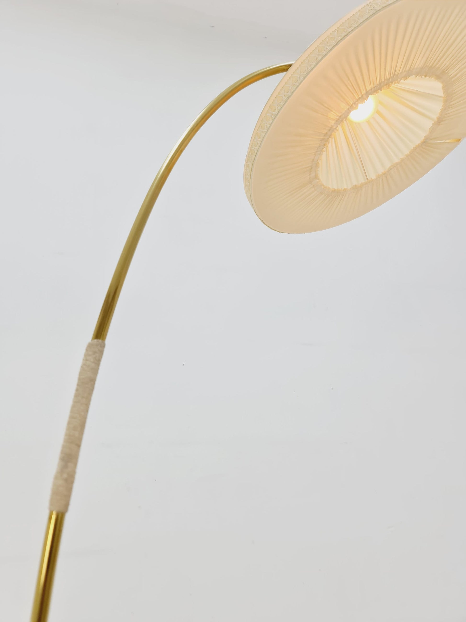 Mid century brass German arc floor Flex lamp By München Werkstätten, 1960s
