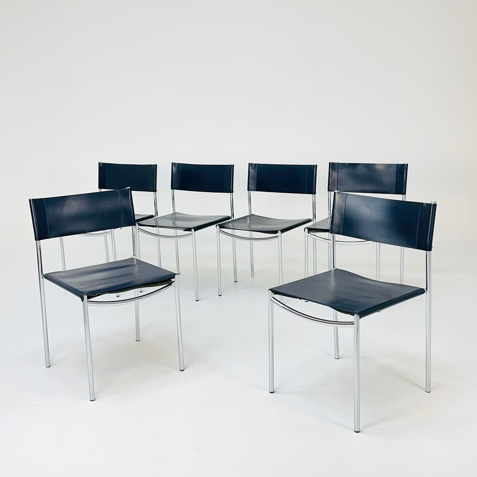 Mid century dining leather chair SE06 by Martin Visser for Frag Italy 1980s