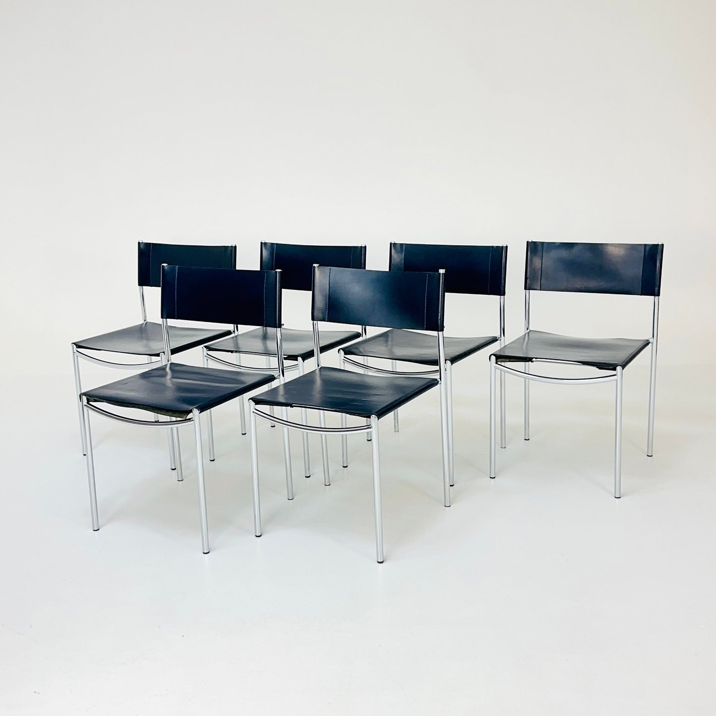 Mid century dining leather chair SE06 by Martin Visser for Frag Italy 1980s