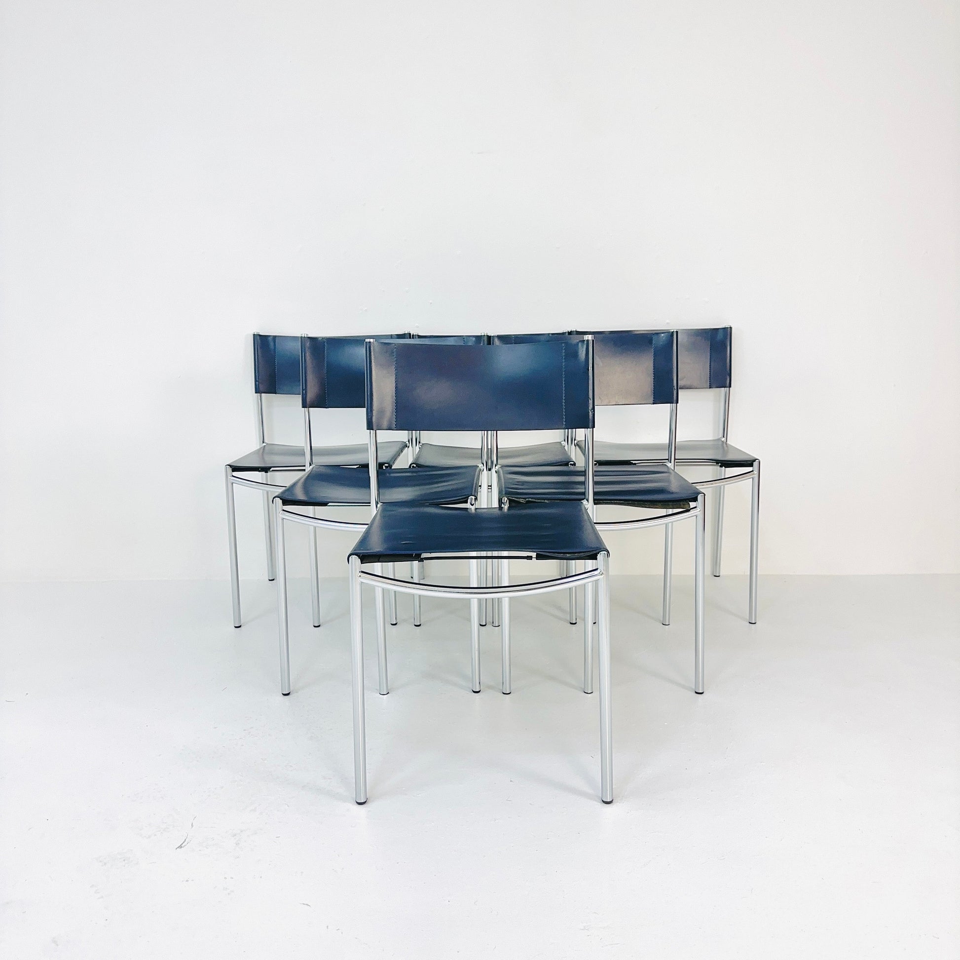 Mid century dining leather chair SE06 by Martin Visser for Frag Italy 1980s