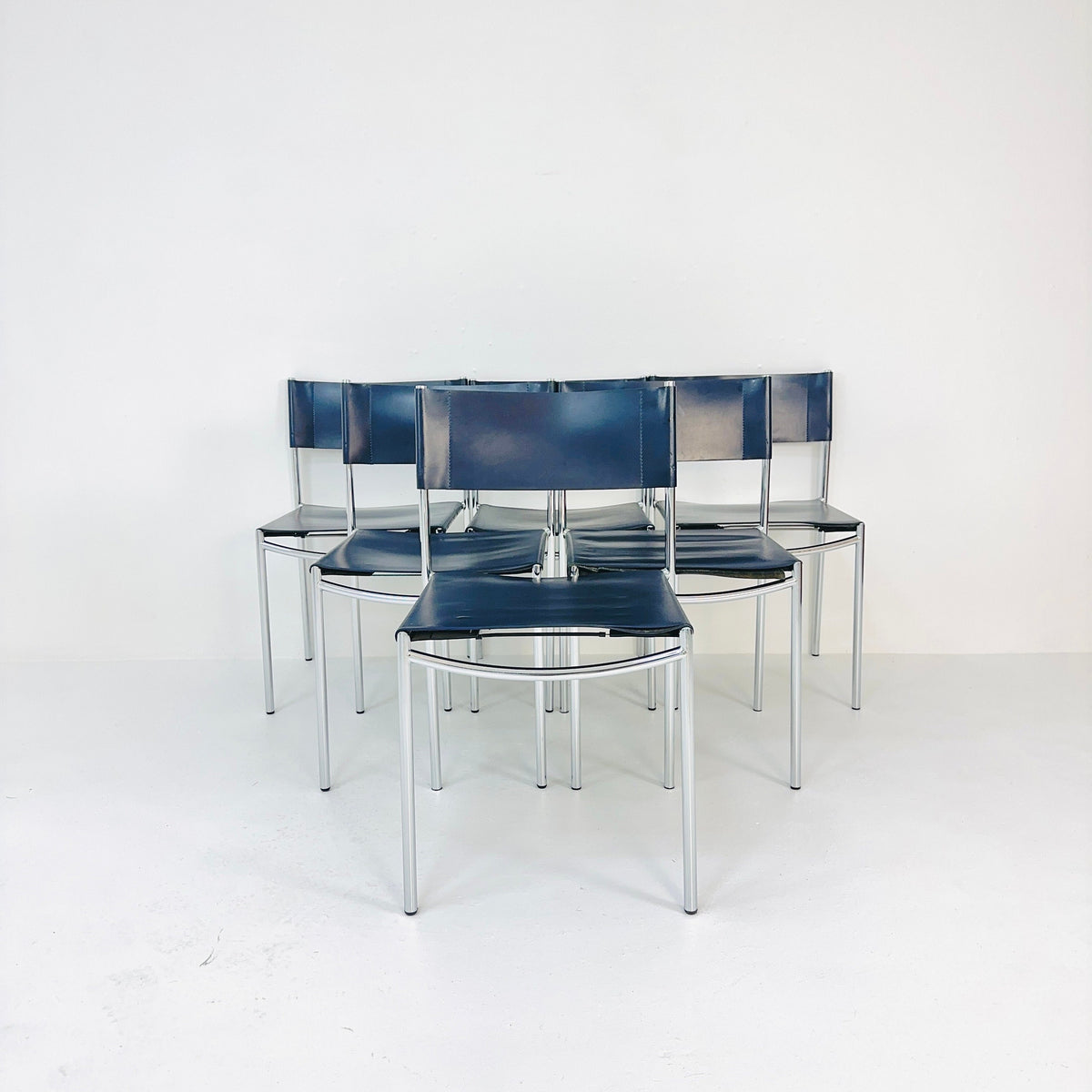 Mid century dining leather chair SE06 by Martin Visser for Frag Italy 1980s