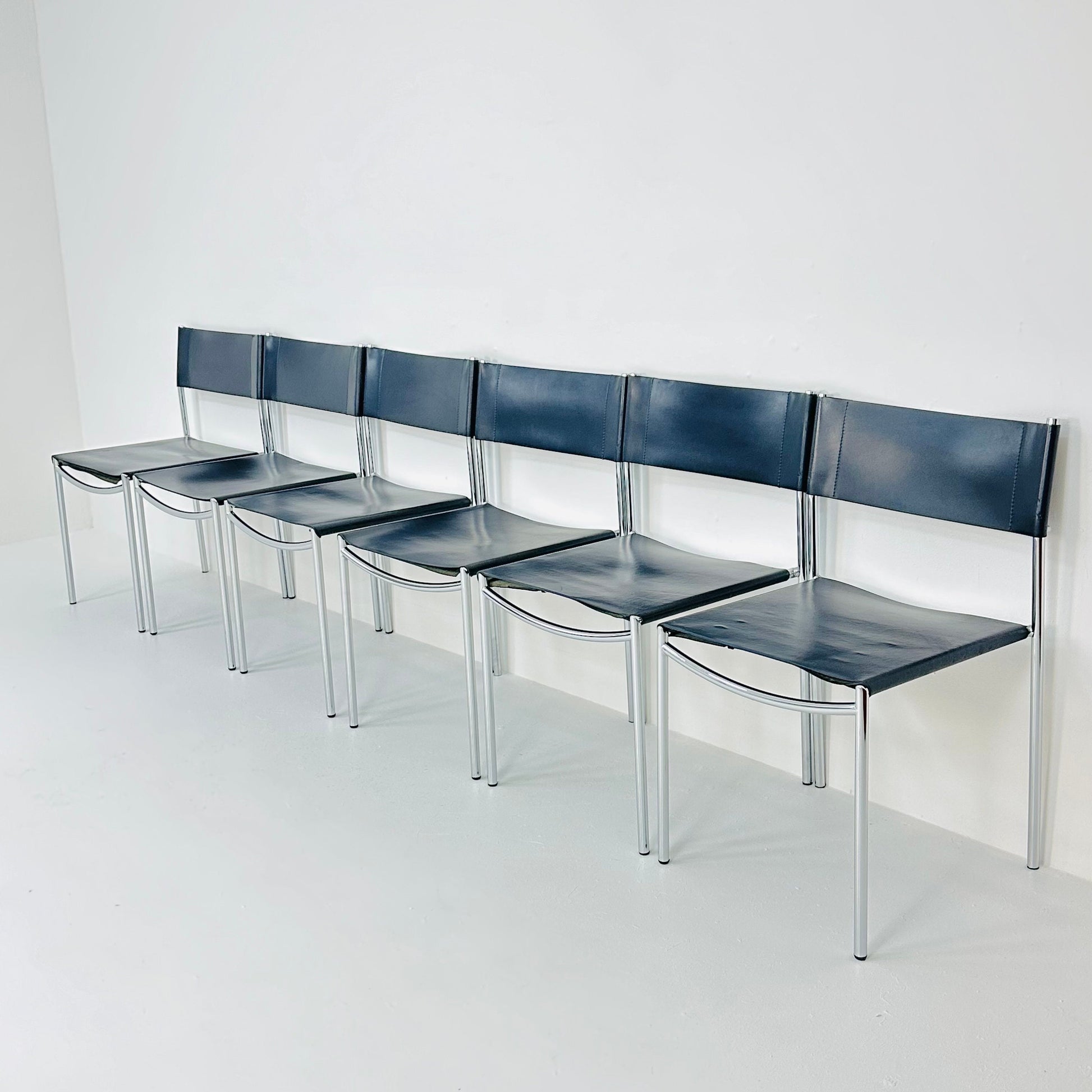 Mid century dining leather chair SE06 by Martin Visser for Frag Italy 1980s