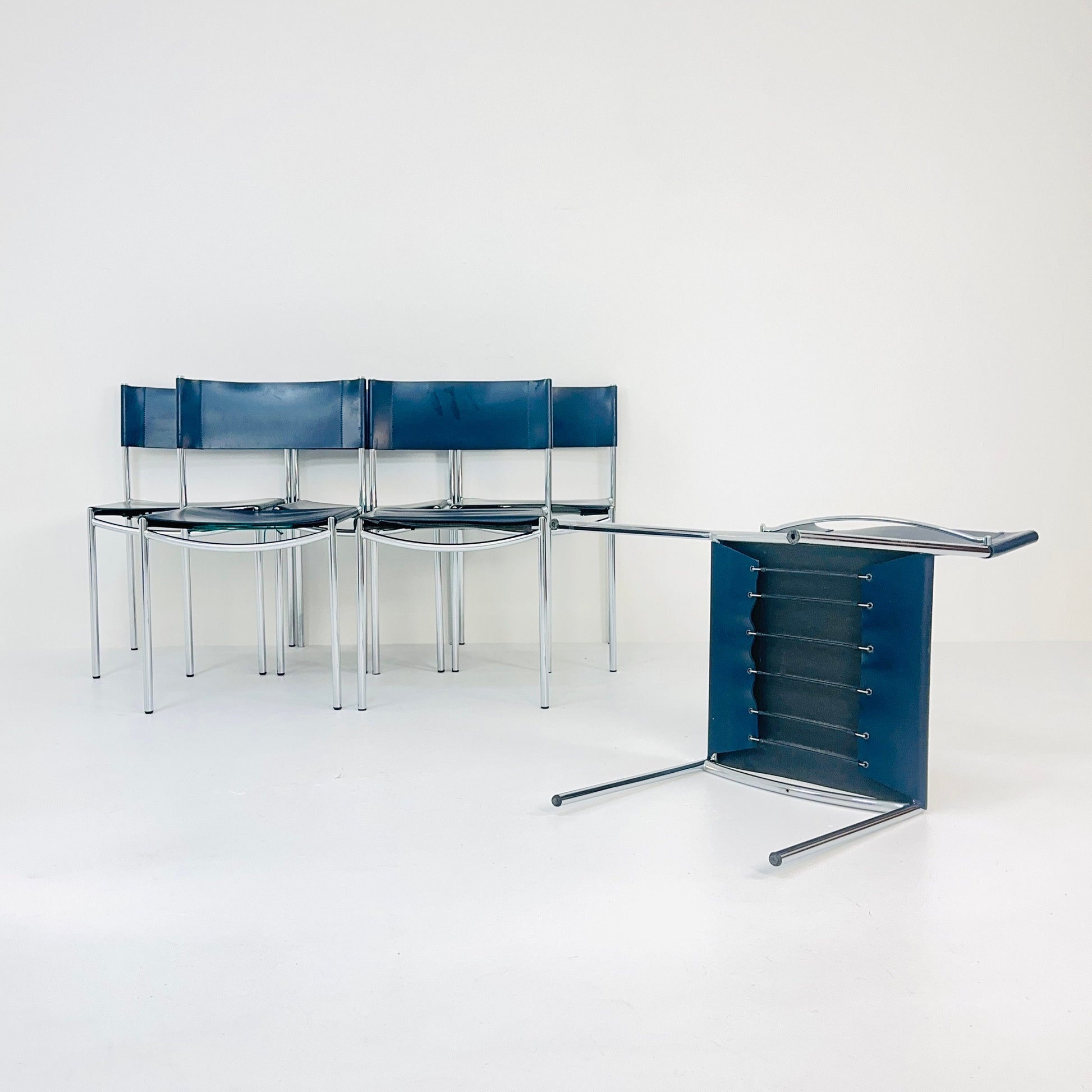 Mid century dining leather chair SE06 by Martin Visser for Frag Italy 1980s