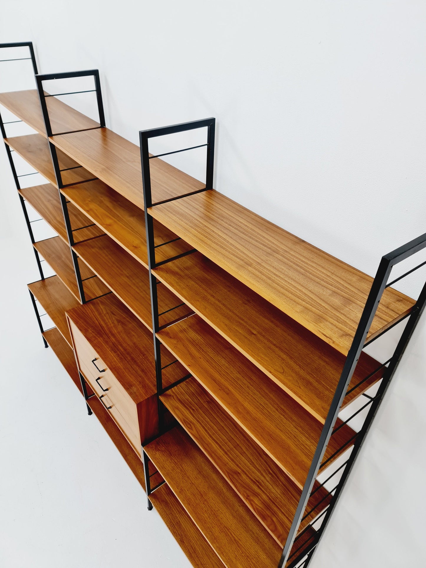 Mid century String shelf-system, bookcase Walnut by WHB Germany, 1950s