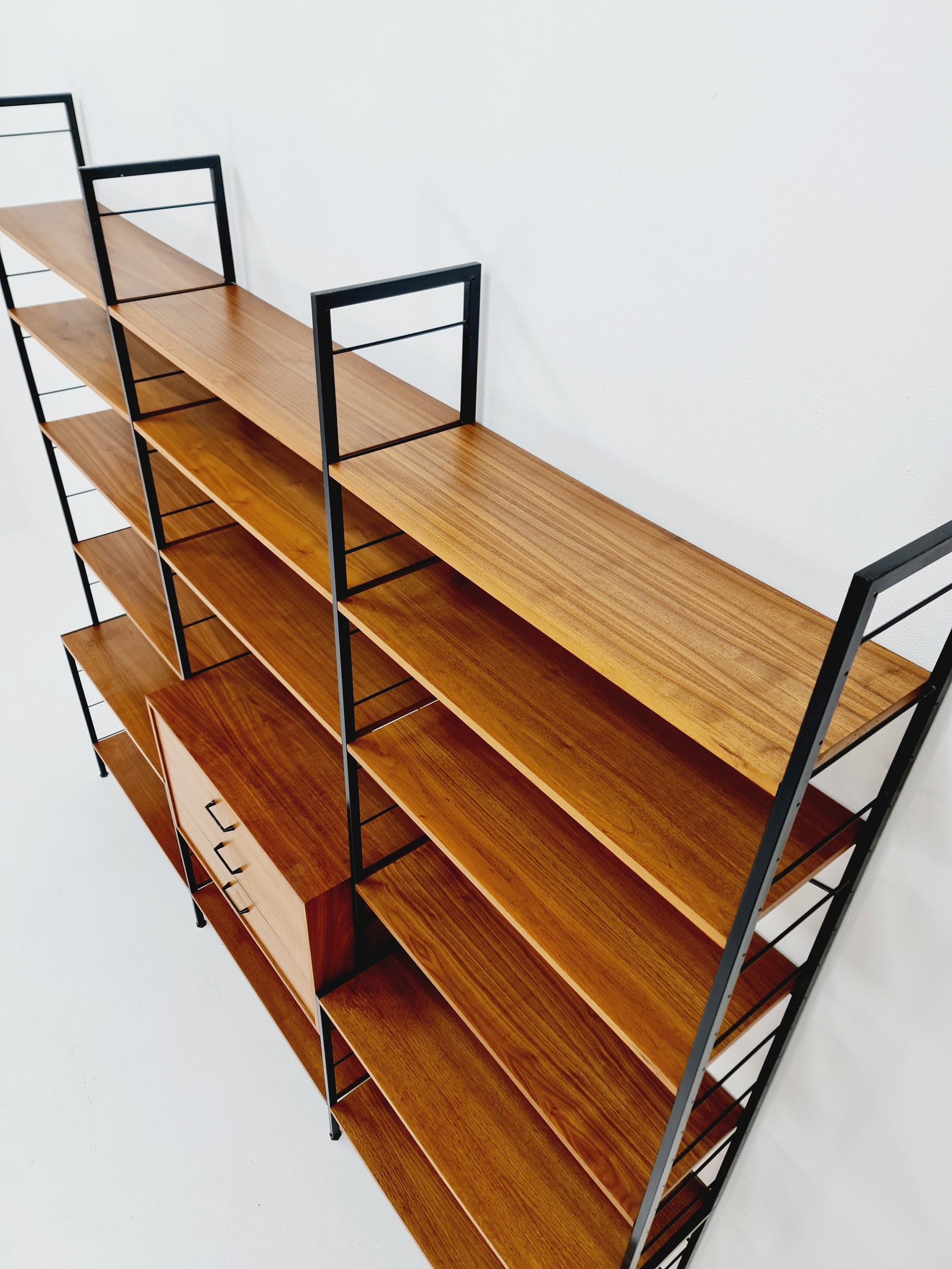 Mid century String shelf-system, bookcase Walnut by WHB Germany, 1950s