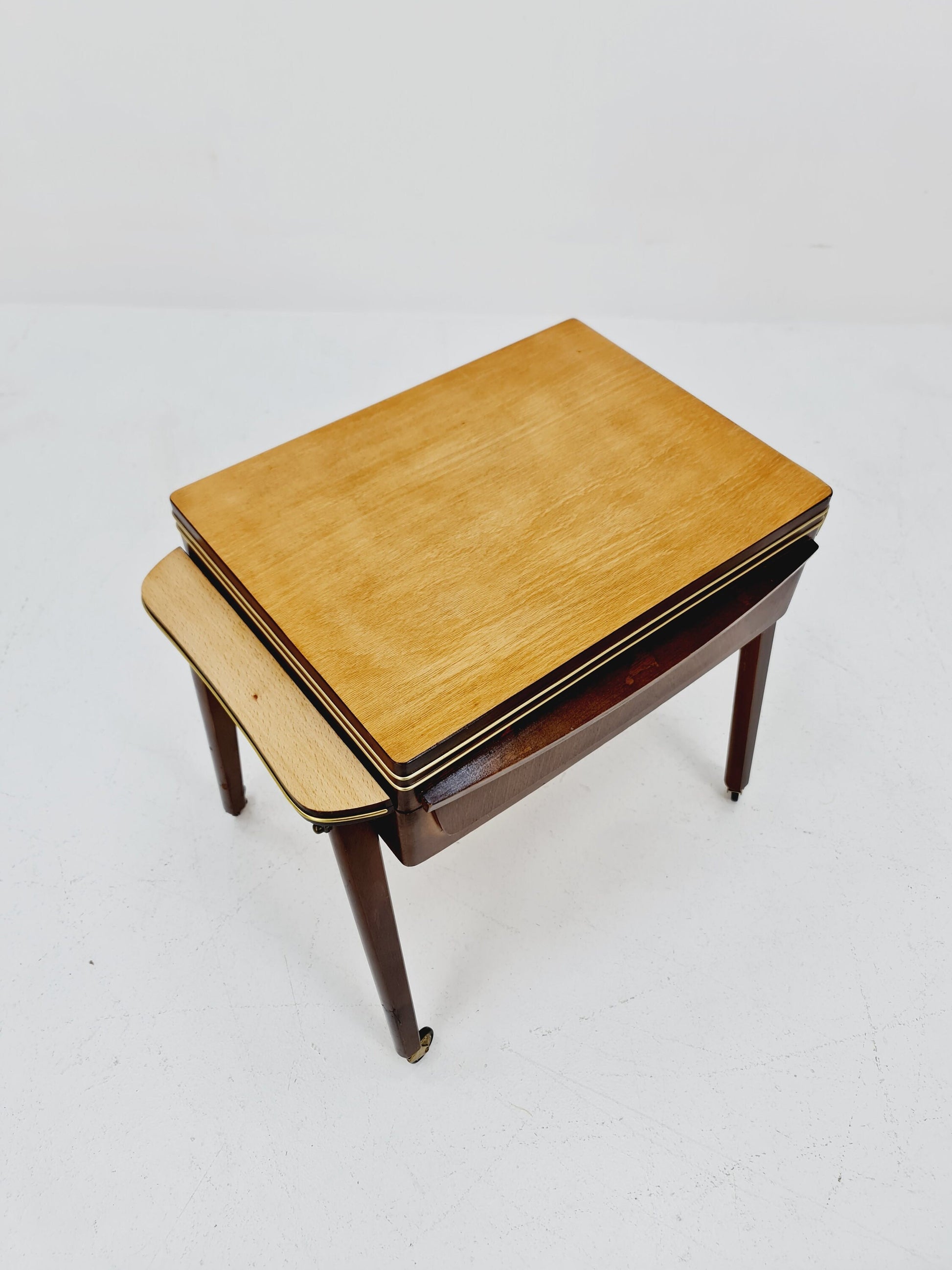 Rare Vintage walnut sweing table/ side table cabinet, 1960s