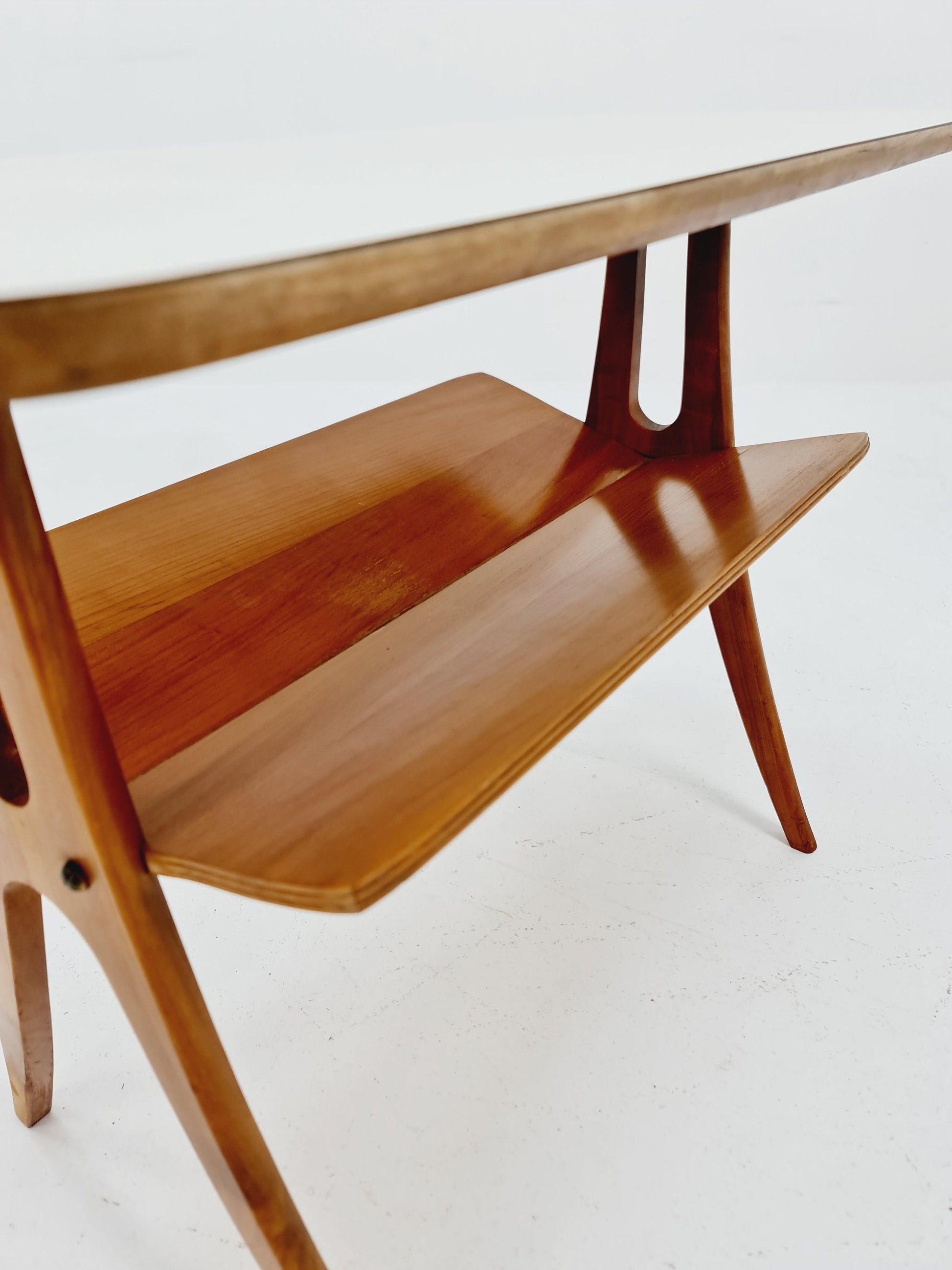 Midcentury Vintage Side table/ Bedside table/ with News Paper shelf By Carl Malmsten