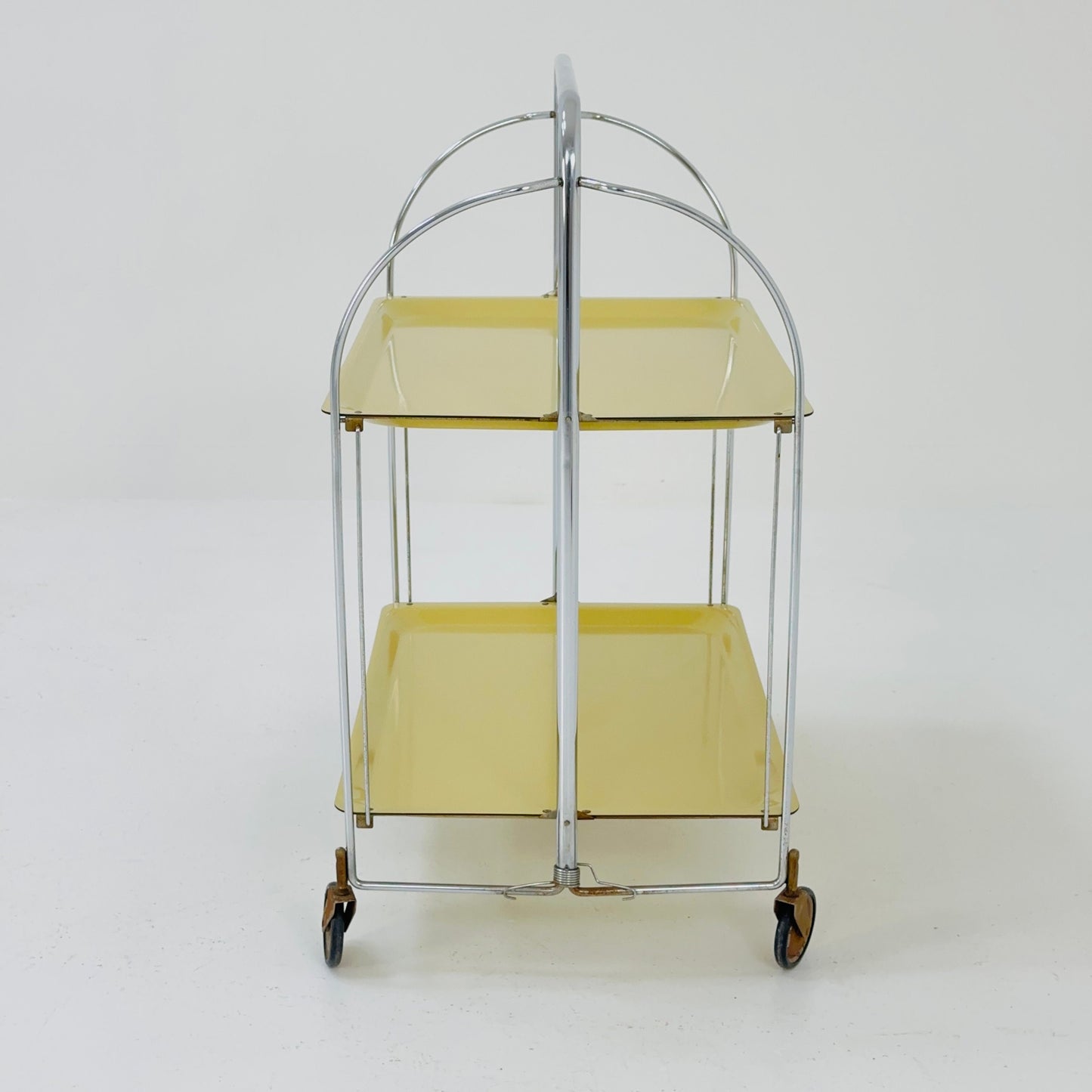 Mid century / Retro Folding yellow tea trolley /Serving trolley 1960-70s.
