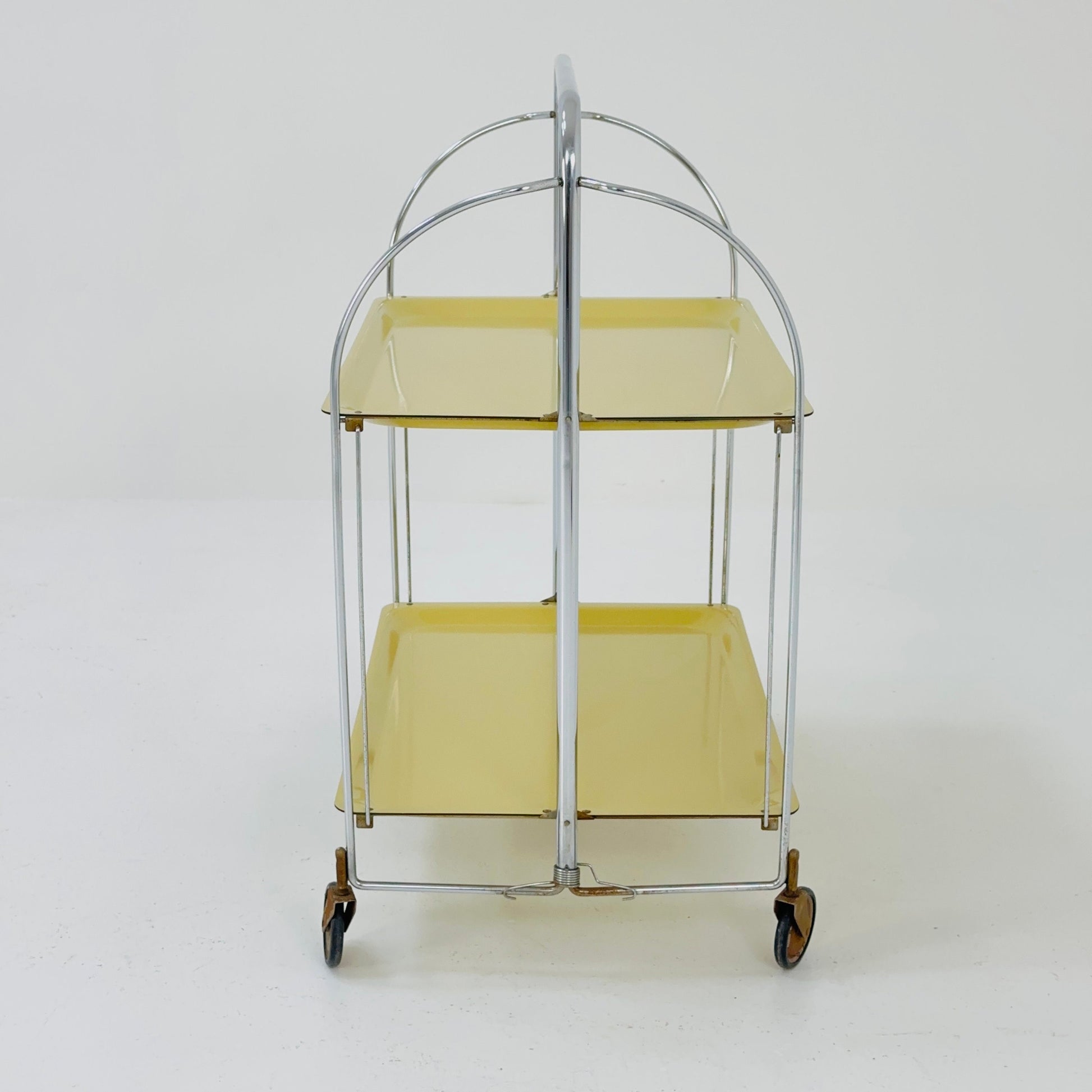 Mid century / Retro Folding yellow tea trolley /Serving trolley 1960-70s.