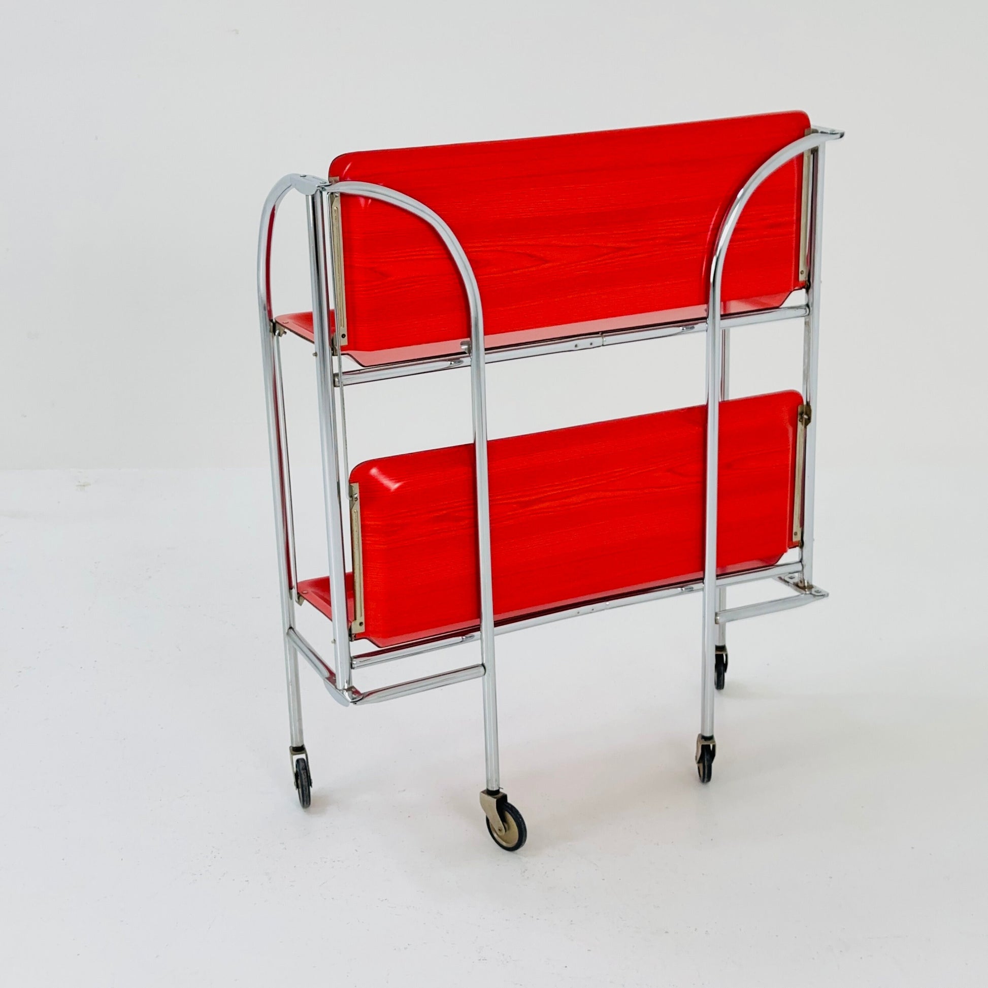Mid century Folding red tea trolley /Serving trolley 1960-70s.
