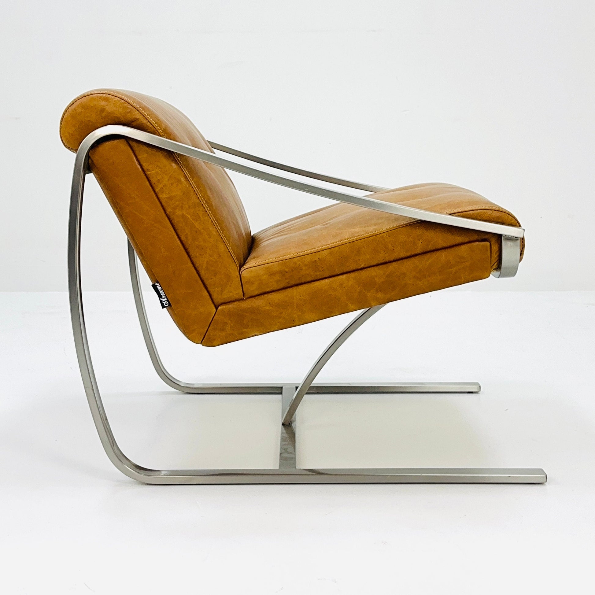 Mid century steel "Plaza" lounge chair by Charles Gibilterra for Brueton.1970s