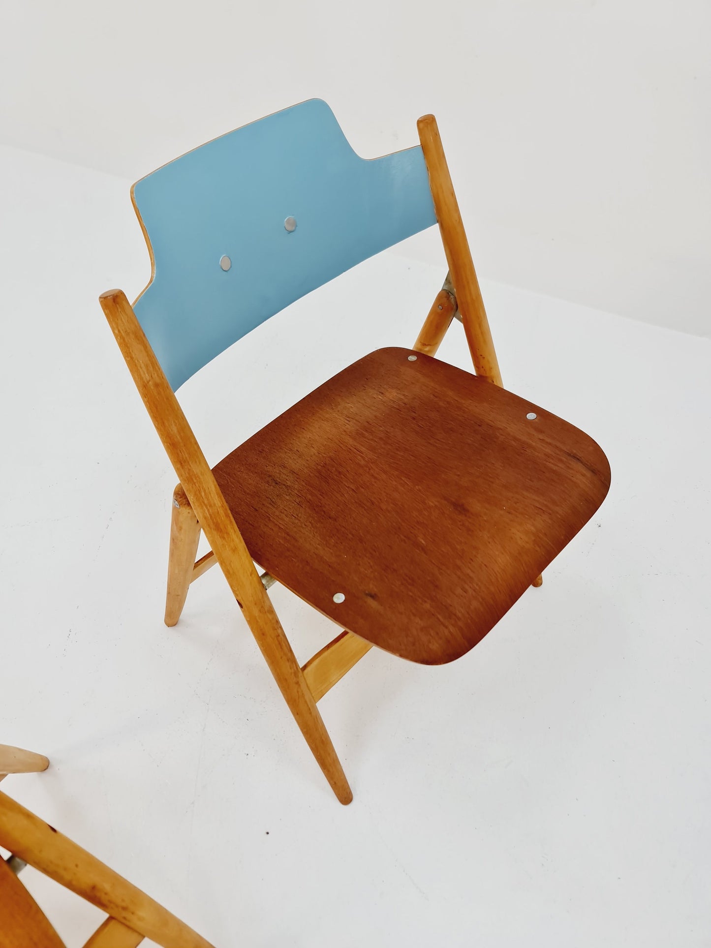Austrian folding chair model SE18 by Egon Eiermann for Wilde & Spieth, 1950s Set of 4