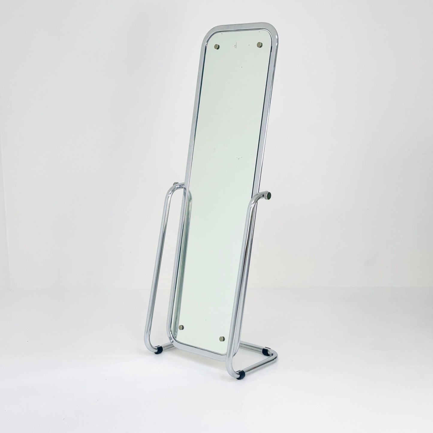 mid century chrome floor mirror 1980s Italy