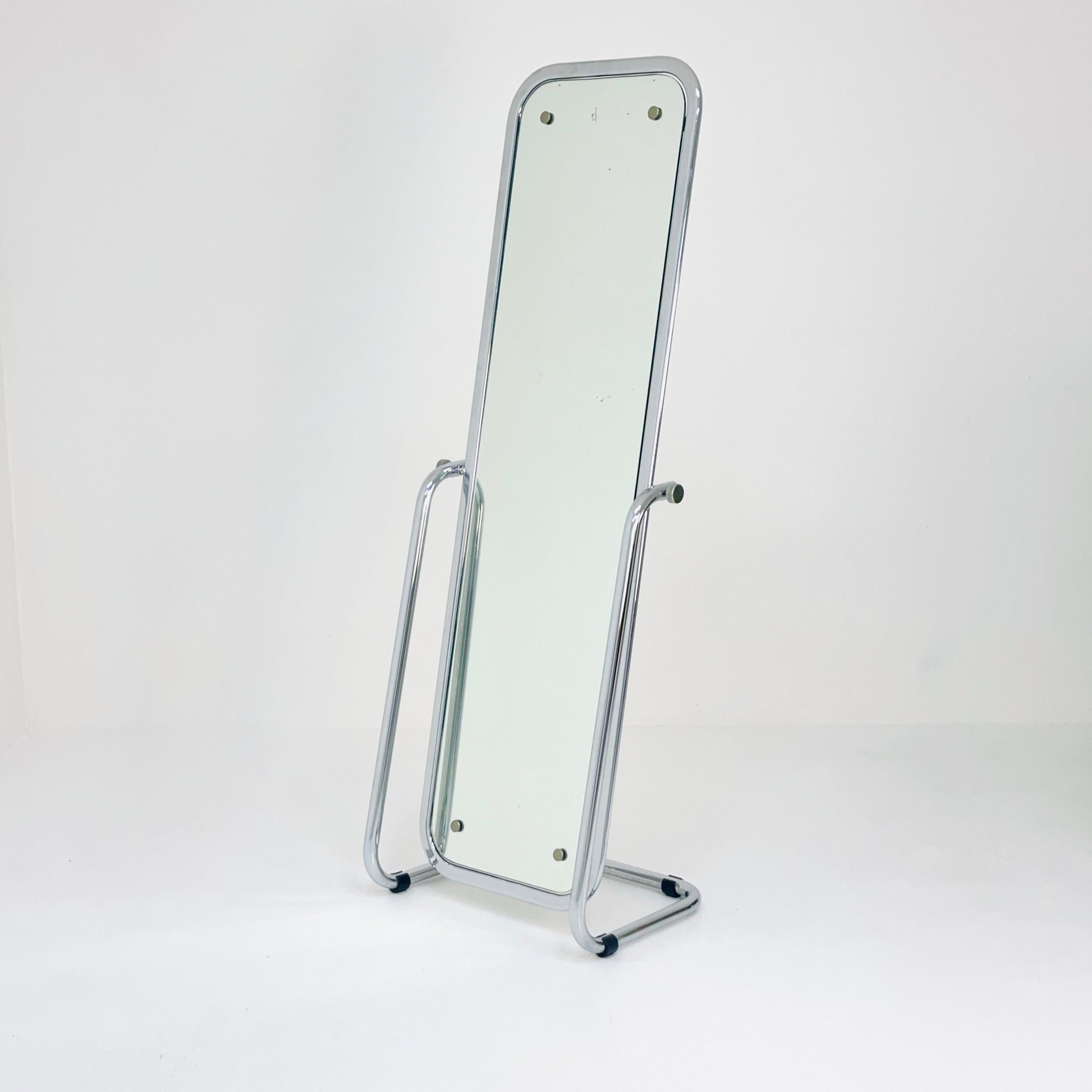 mid century chrome floor mirror 1980s Italy