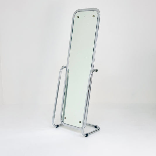 mid century chrome floor mirror 1980s Italy