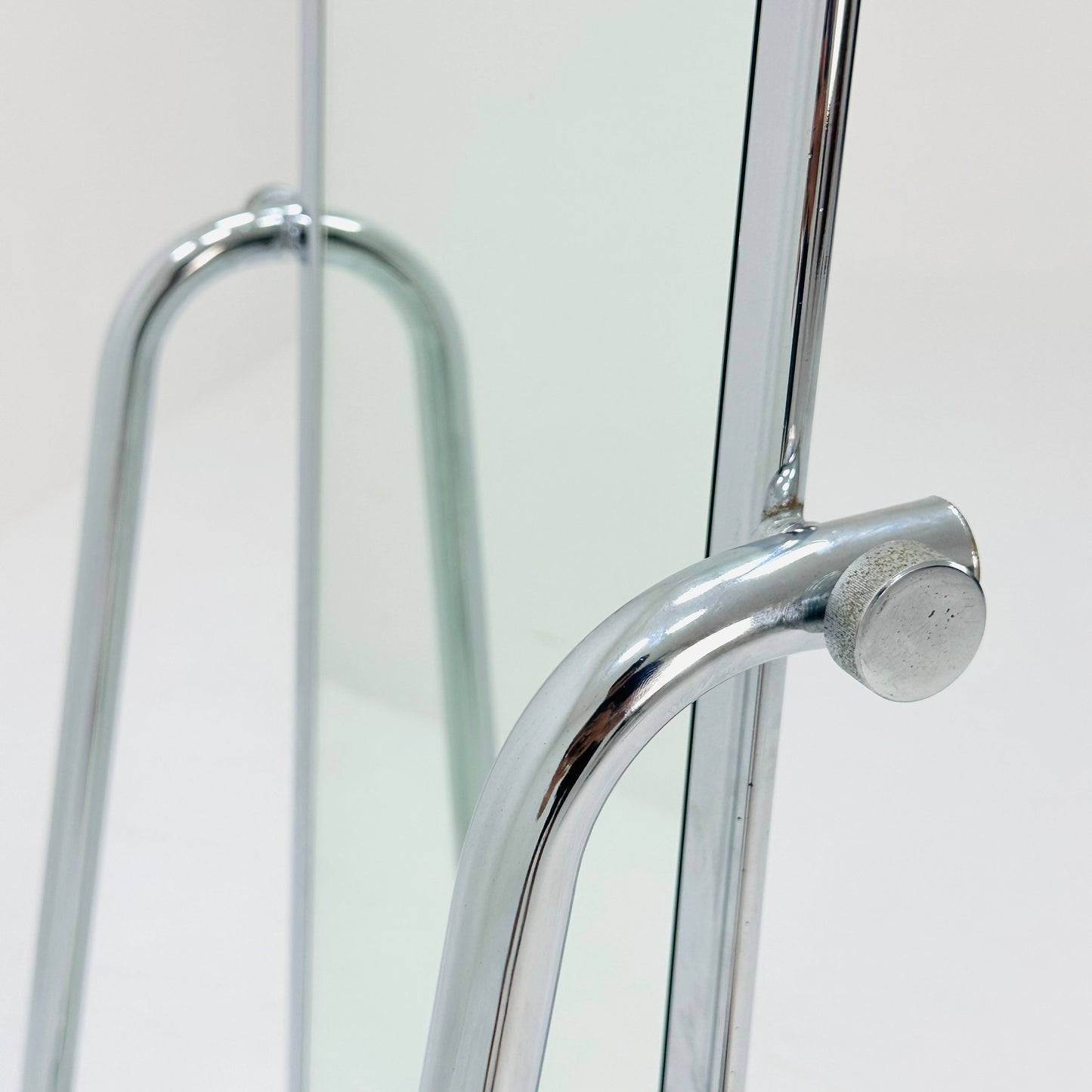 mid century chrome floor mirror 1980s Italy