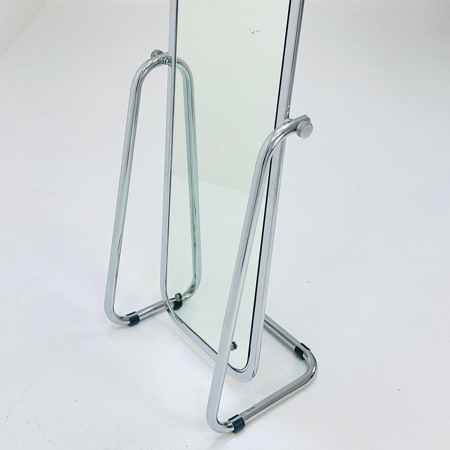 mid century chrome floor mirror 1980s Italy