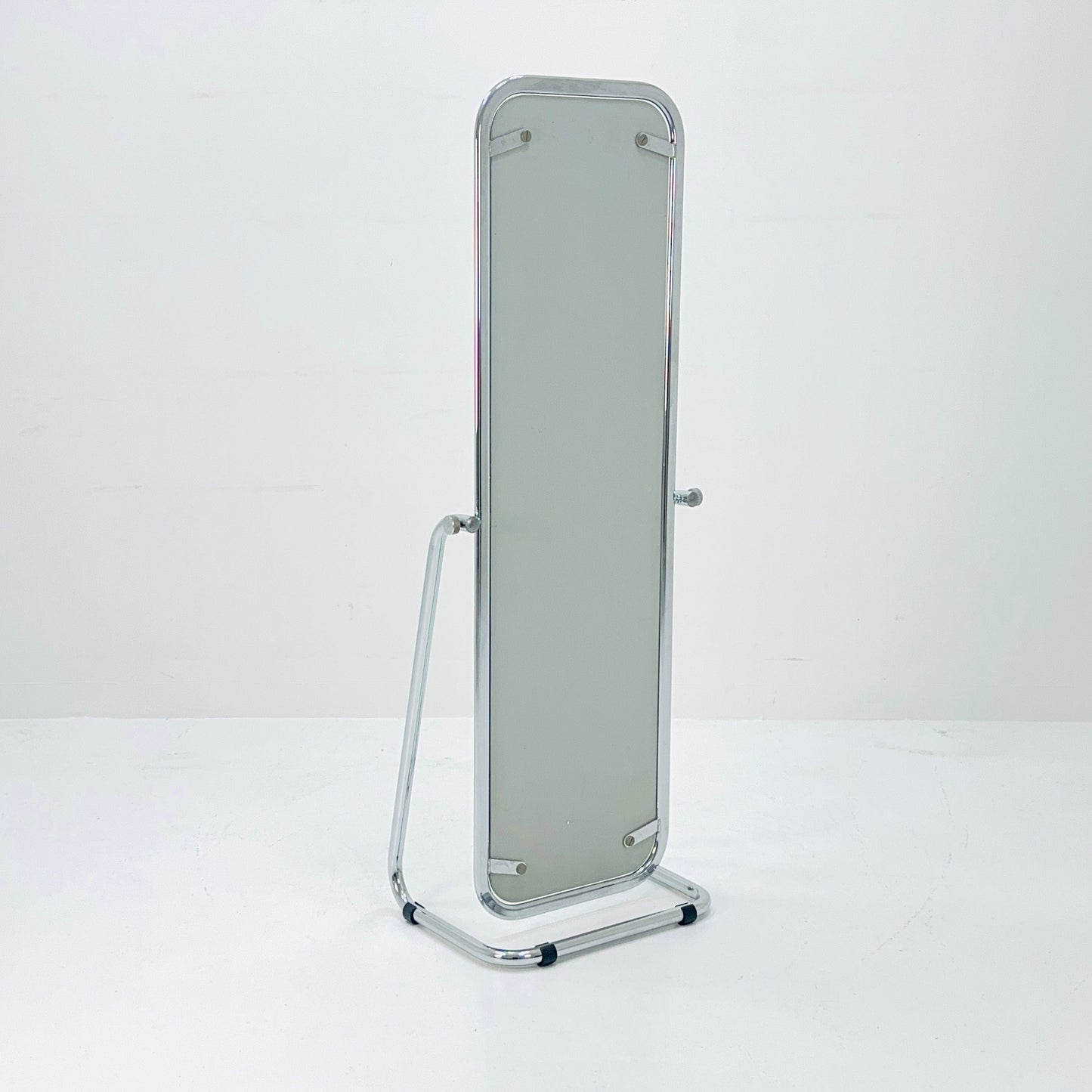 mid century chrome floor mirror 1980s Italy