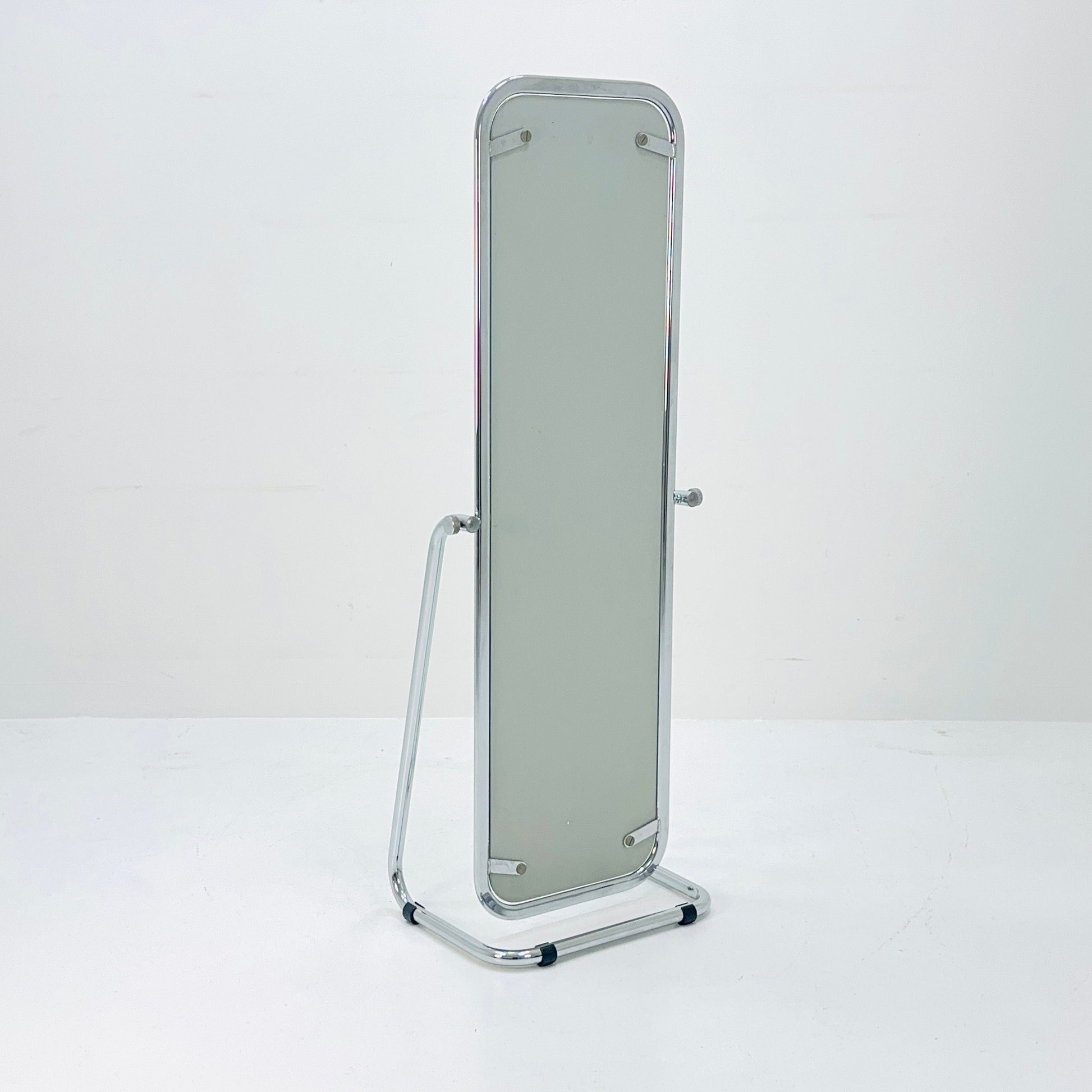 mid century chrome floor mirror 1980s Italy