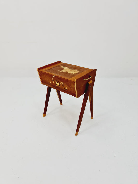 Rare Vintage walnut sweing table/ side table cabinet, 1960s