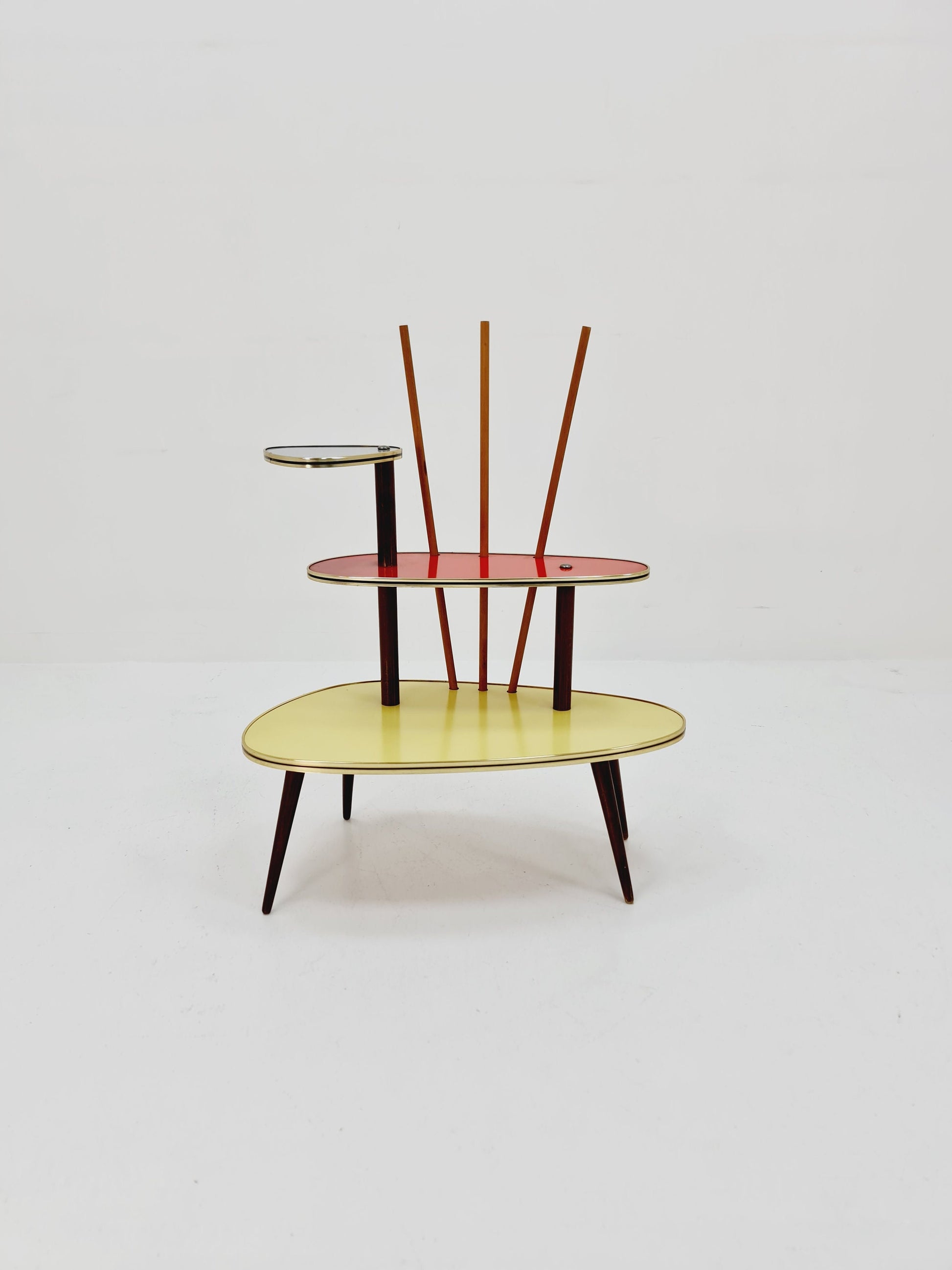 Big 1950s German Plant Stand, Colorful Vintage Mid-Century Minimalist Indoor Plant Stand Side Table Retro flower table