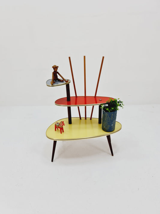 Big 1950s German Plant Stand, Colorful Vintage Mid-Century Minimalist Indoor Plant Stand Side Table Retro flower table