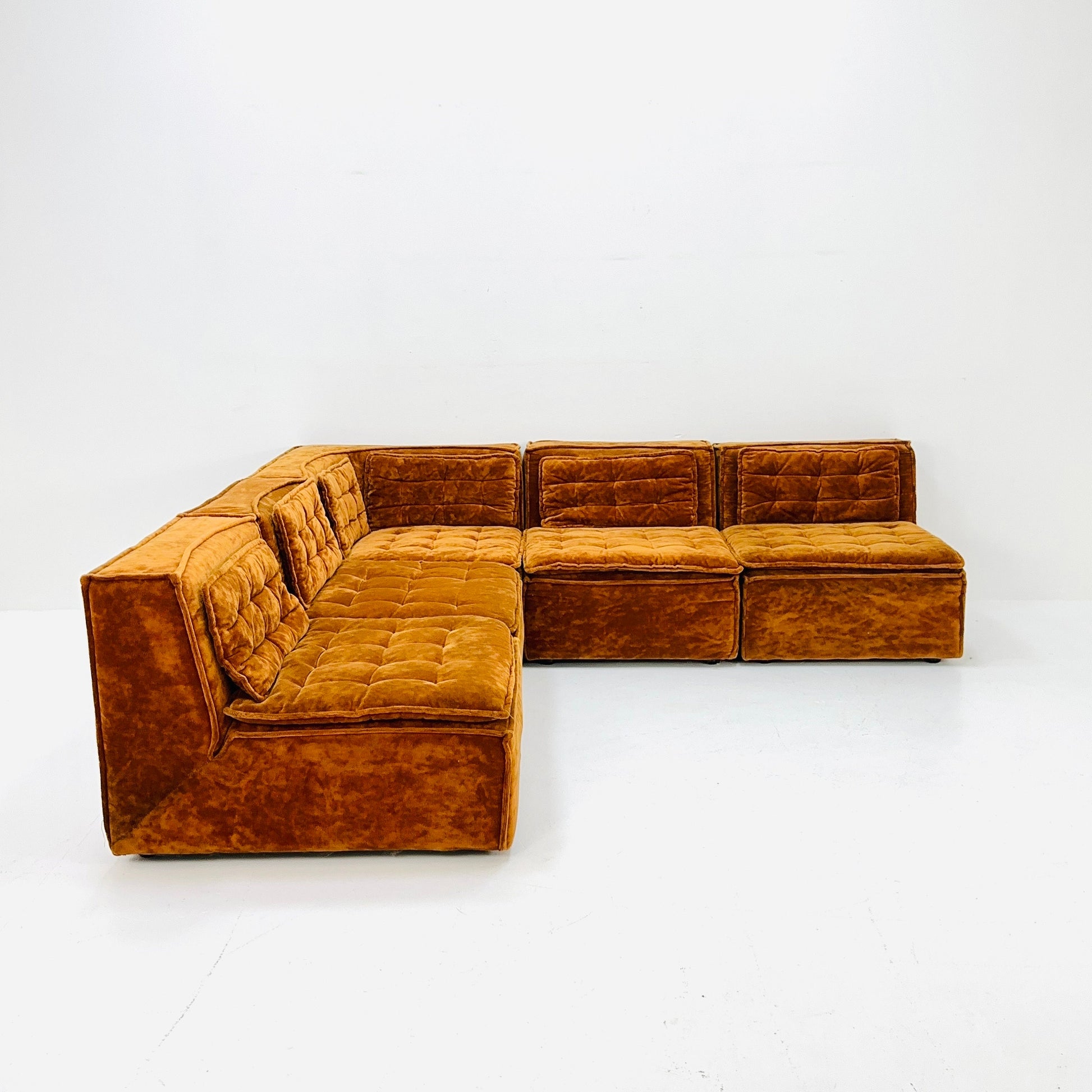 Italian mid century brown modular sofa/couch, 1970s, set of 5