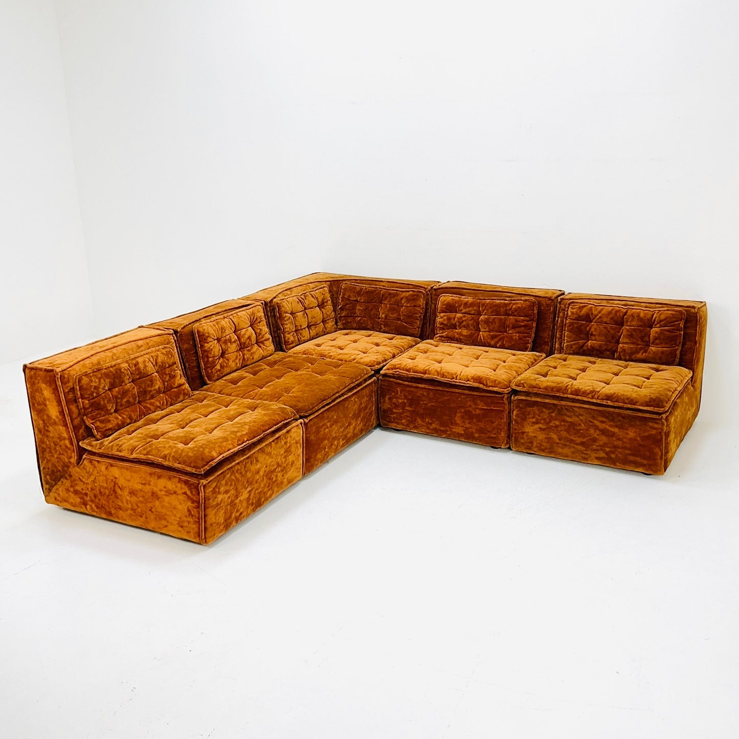 Italian mid century brown modular sofa/couch, 1970s, set of 5