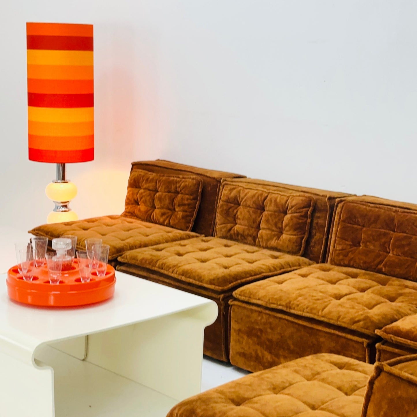 Italian mid century brown modular sofa/couch, 1970s, set of 5