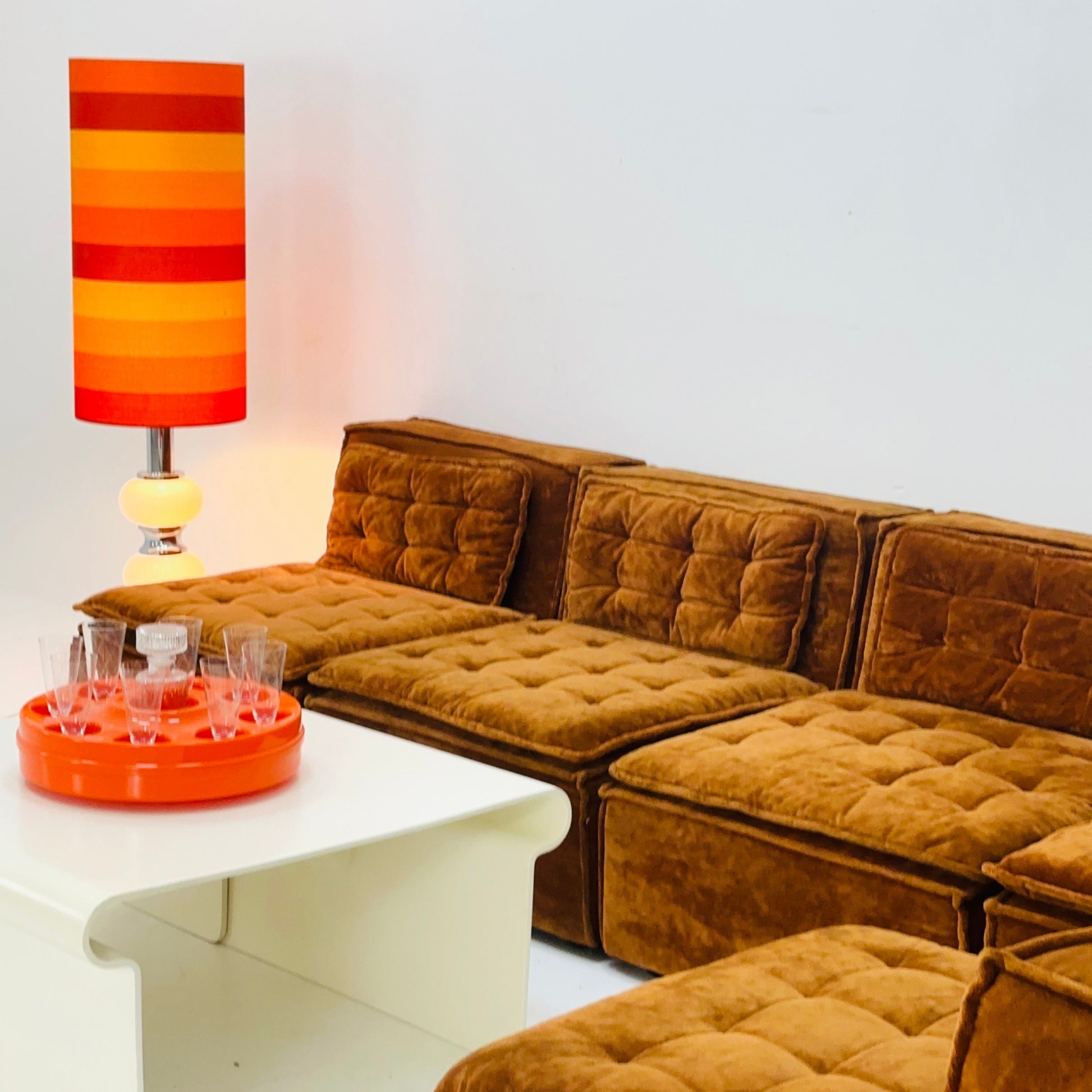 Italian mid century brown modular sofa/couch, 1970s, set of 5