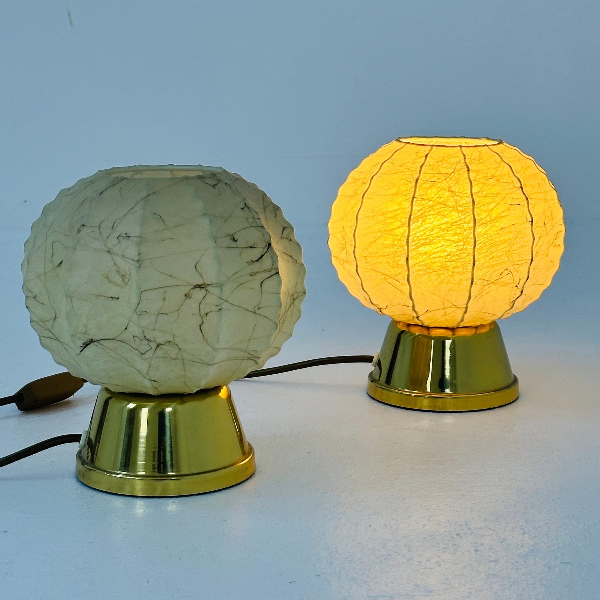 Mid century Pair of Cocoon Gilt Base Table Lamps by Castiglioni Brothers, Italy 1960s