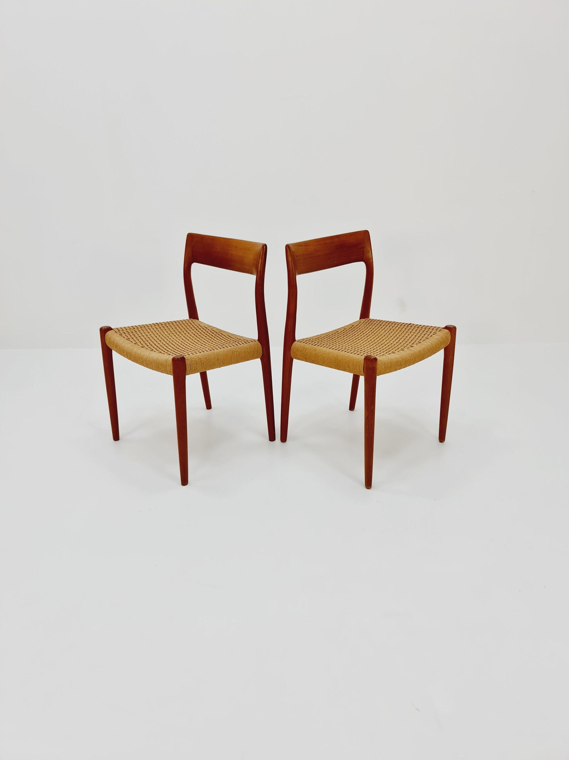 1 of 2 Vintage Danish teak dining charis by Niels Otto Møller Model 77, 1960s,