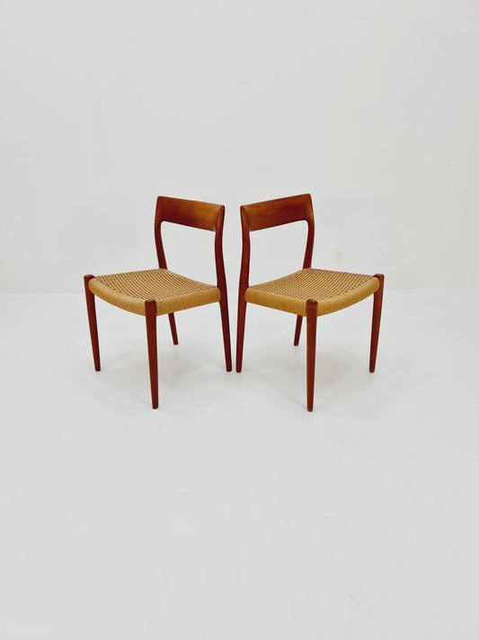 1 of 2 Vintage Danish teak dining charis by Niels Otto Møller Model 77, 1960s,