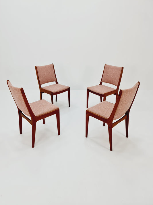 Vintage Danish solid teak dining chairs By Johannes Andersen for Uldum , 1960s, Set of 4