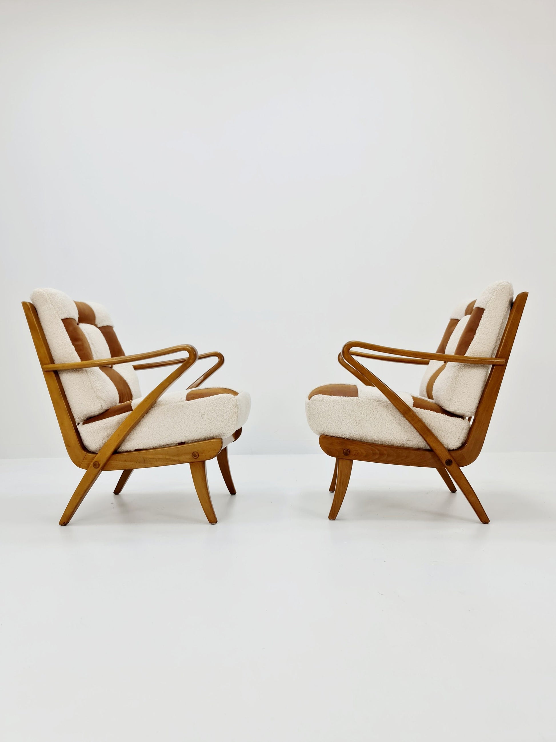 Rare Midcentury German Set of club lounge chair With Ottoman , 1950s