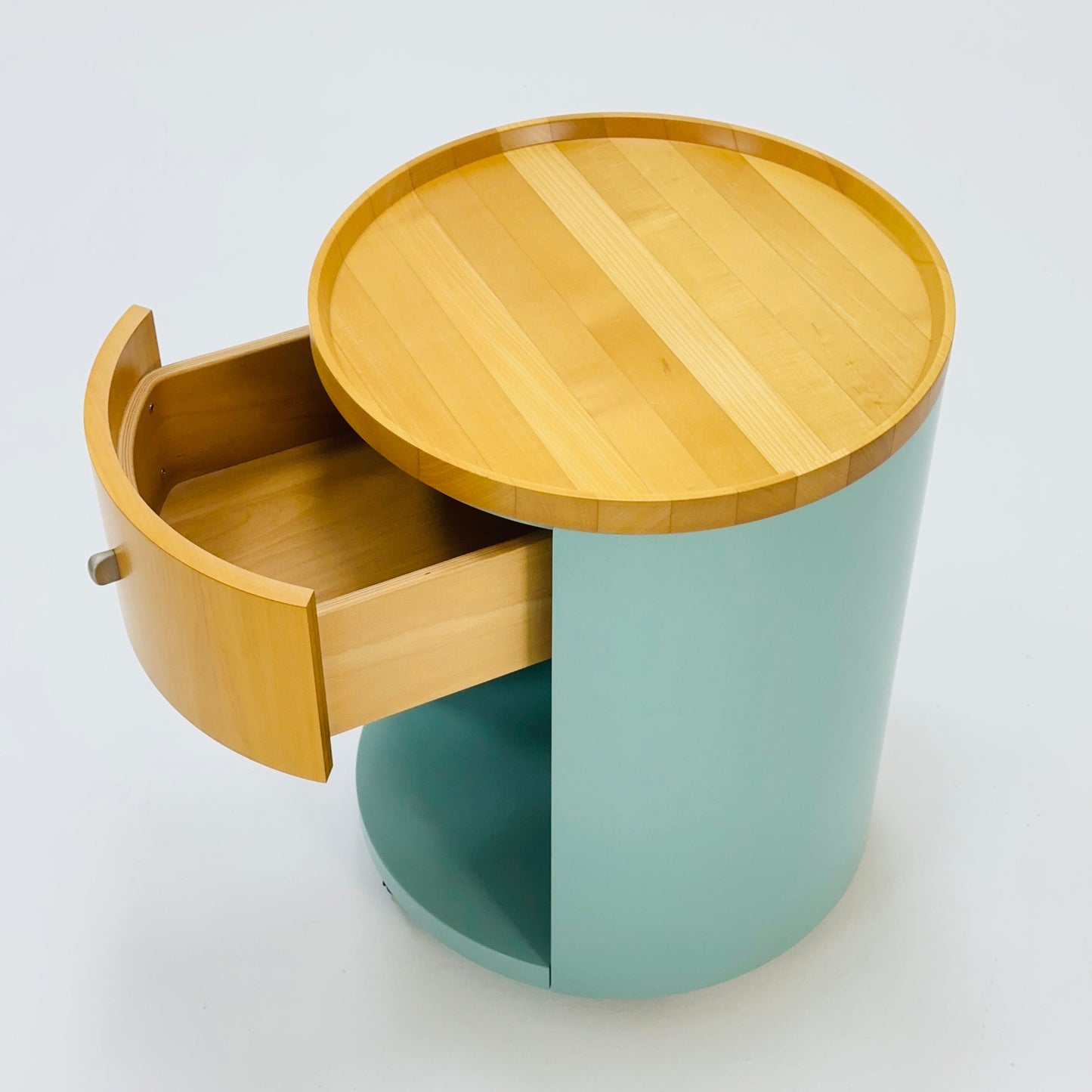 stunning designer Schönbuch round chest of drawers / nightstand Conga walnut veneered Germany