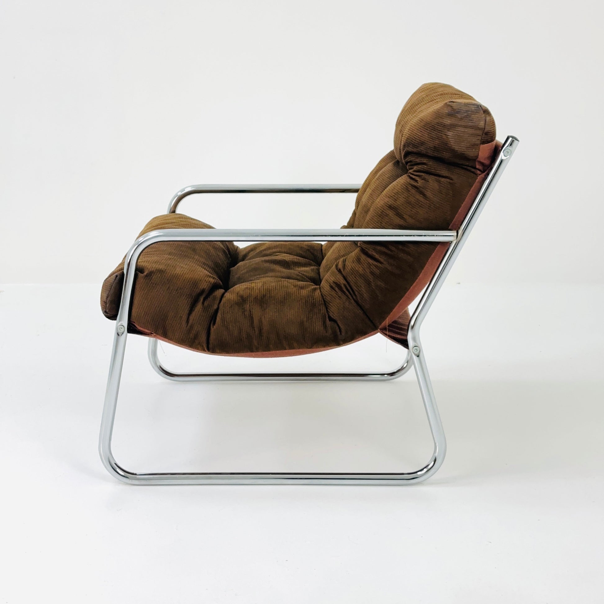 Brown velvet Vintage lounge chair "Pixi" by Gillis Lundgren for Ikea, 1970s