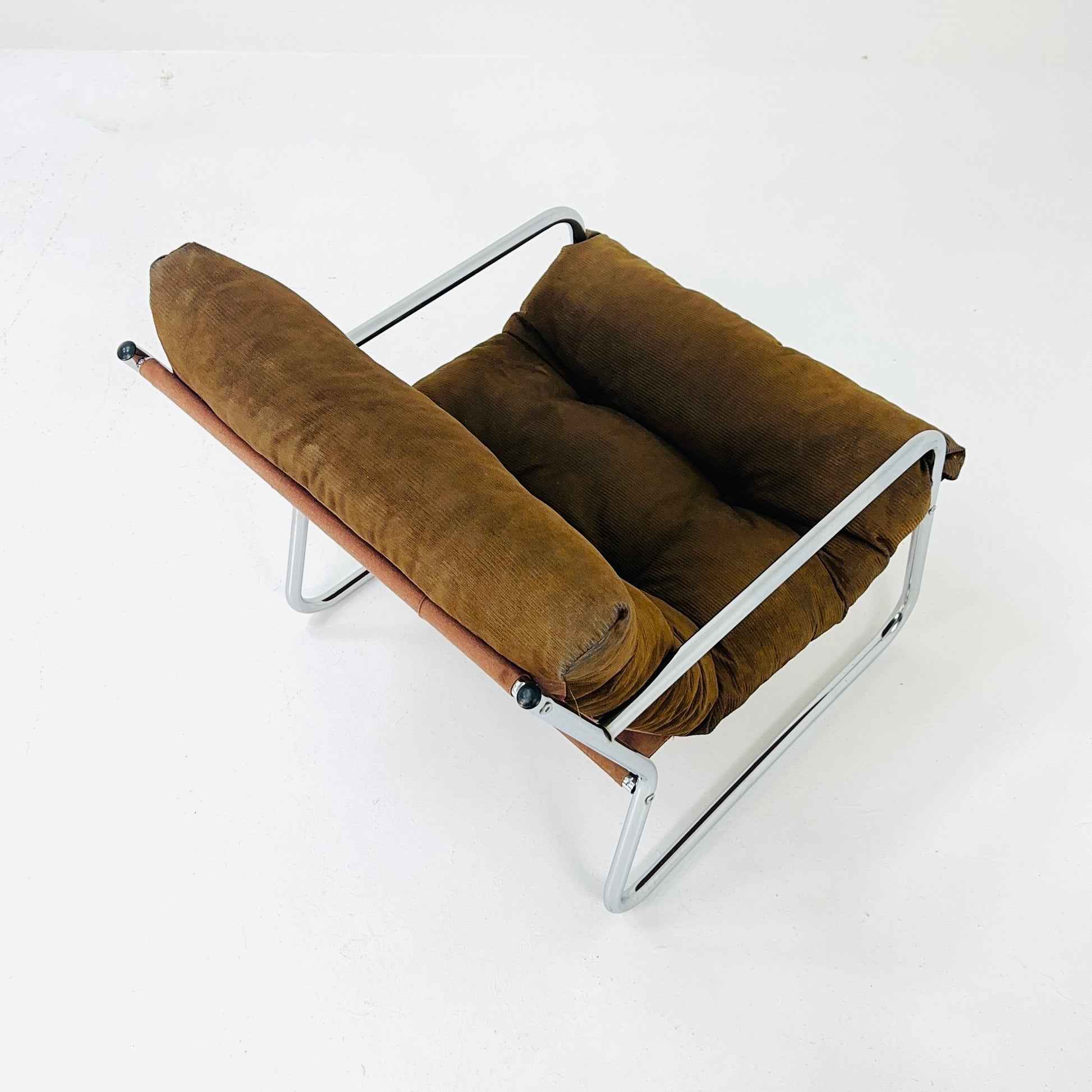 Brown velvet Vintage lounge chair "Pixi" by Gillis Lundgren for Ikea, 1970s