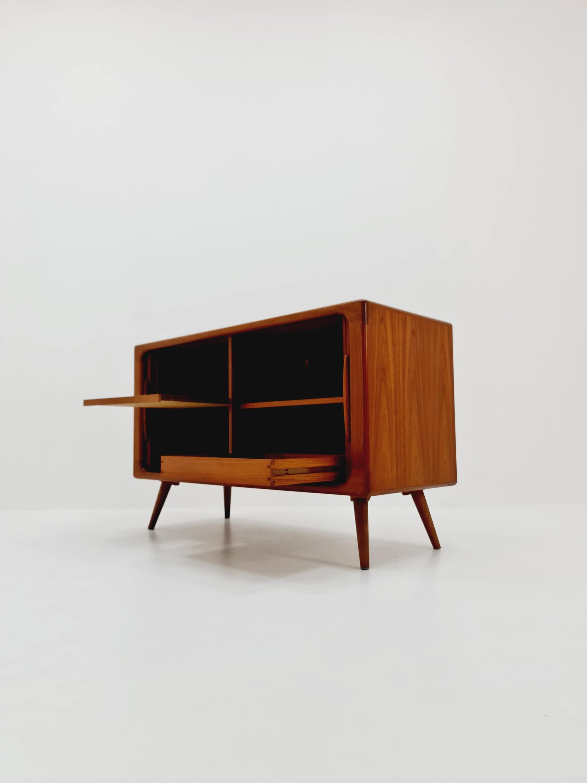 Mid century Solid Danish teak hallway cabinet, Record cabinet By Dyrlund 1960s