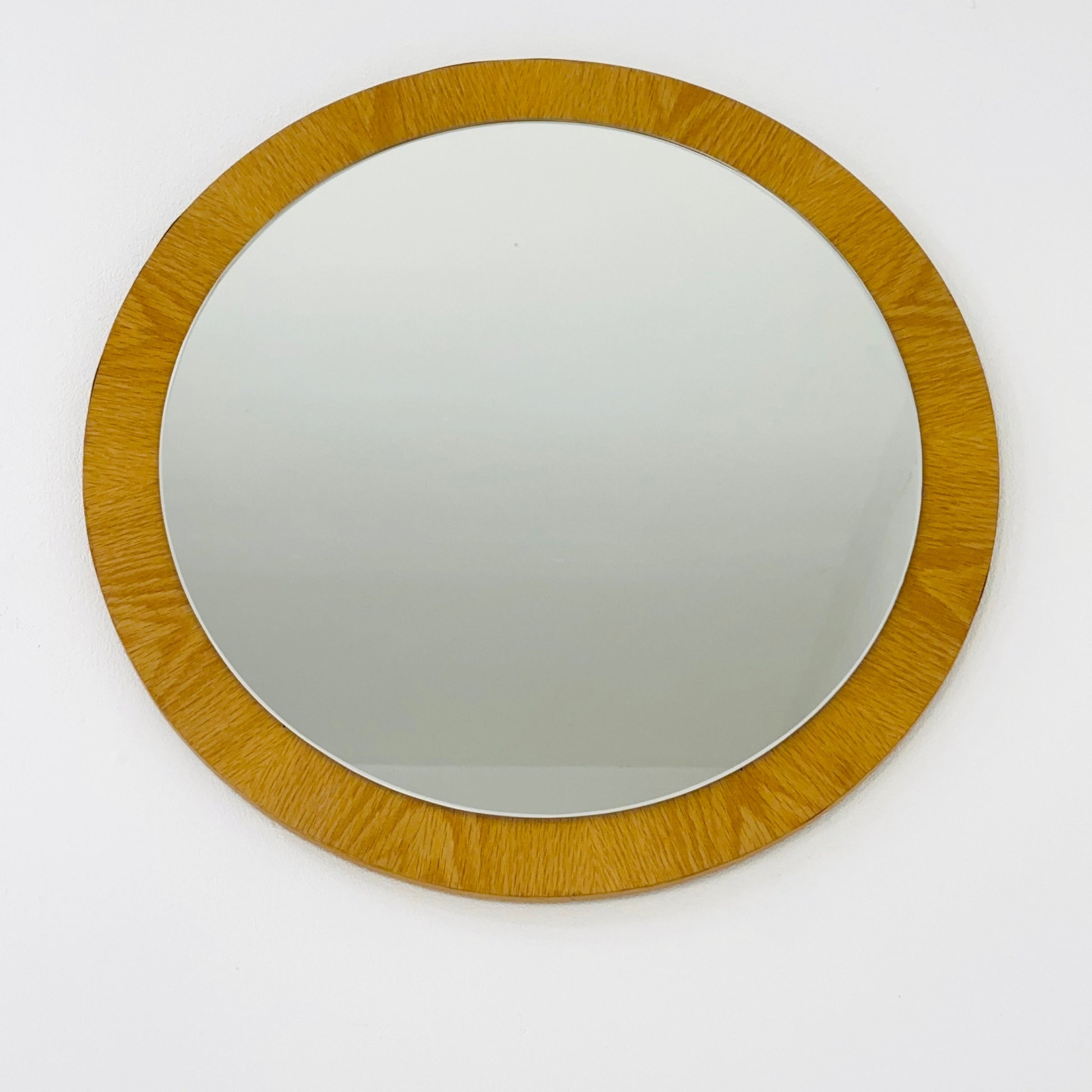 Mid century wooden round wall mirror 1960s Germany