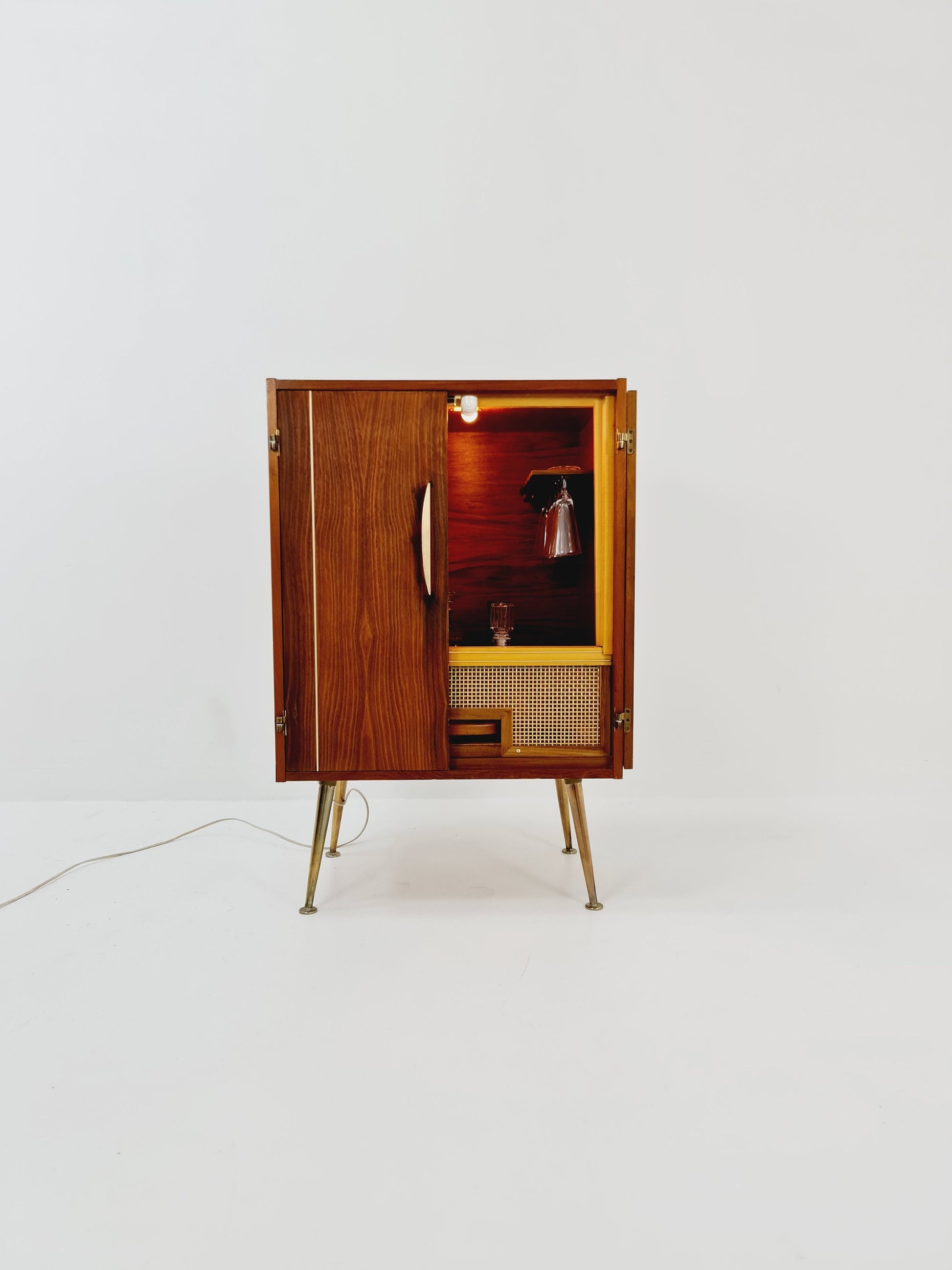Rare Mid century Walnut German Old TV Cabinet bar/ sideboard, BY Else Möbel 1950s