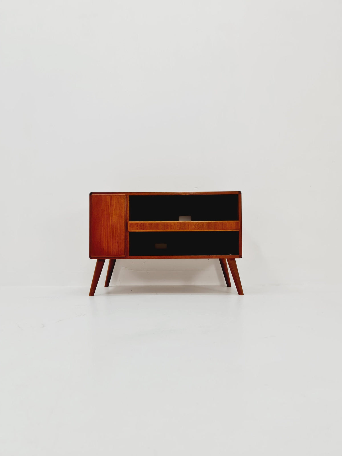 Vintage Danish teak record cabinet sideboard by Komfort 1960s