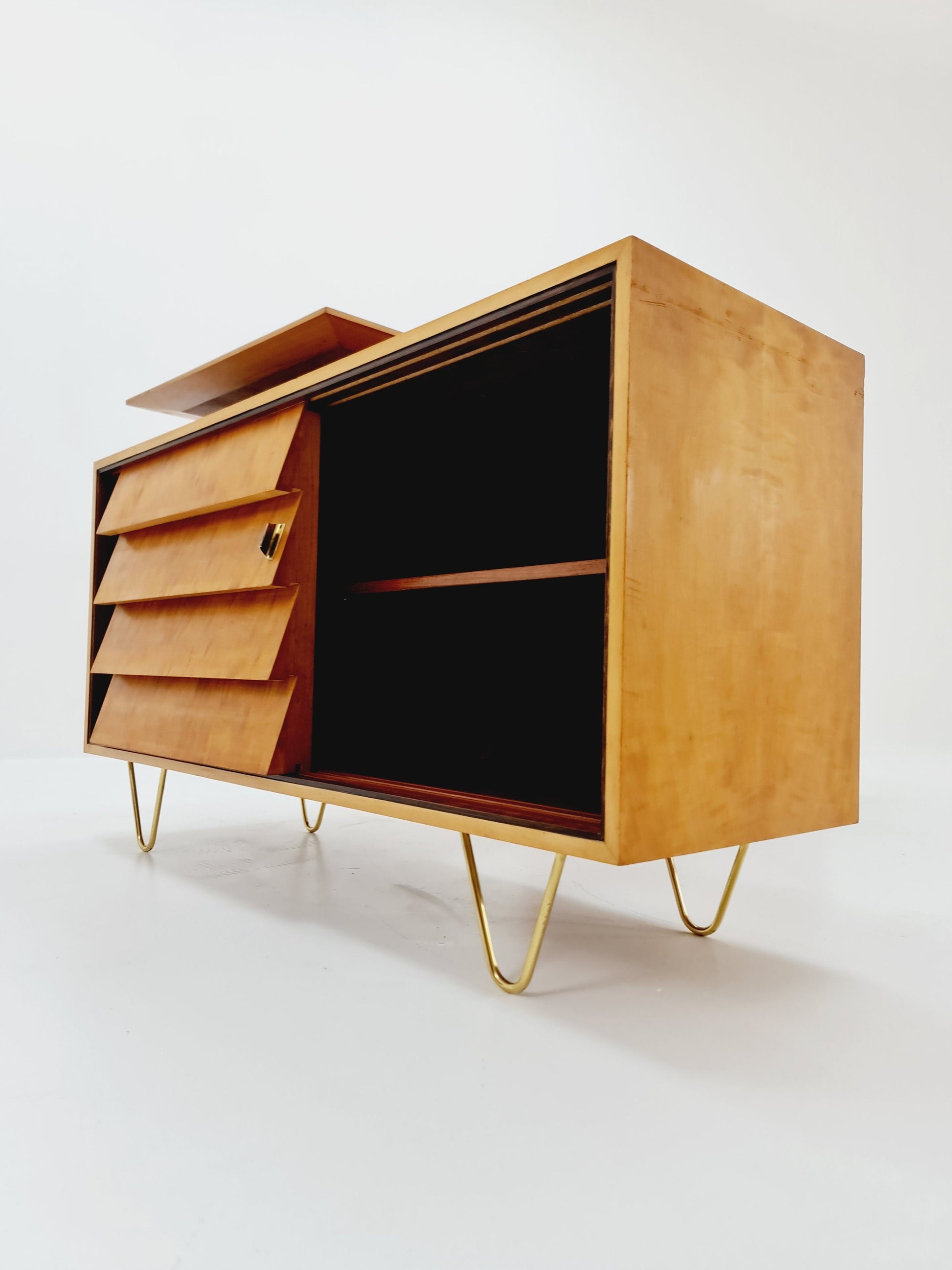 Super Rare Mid century vintage desk with attached sideboard by Alfred Altherr, 1950s