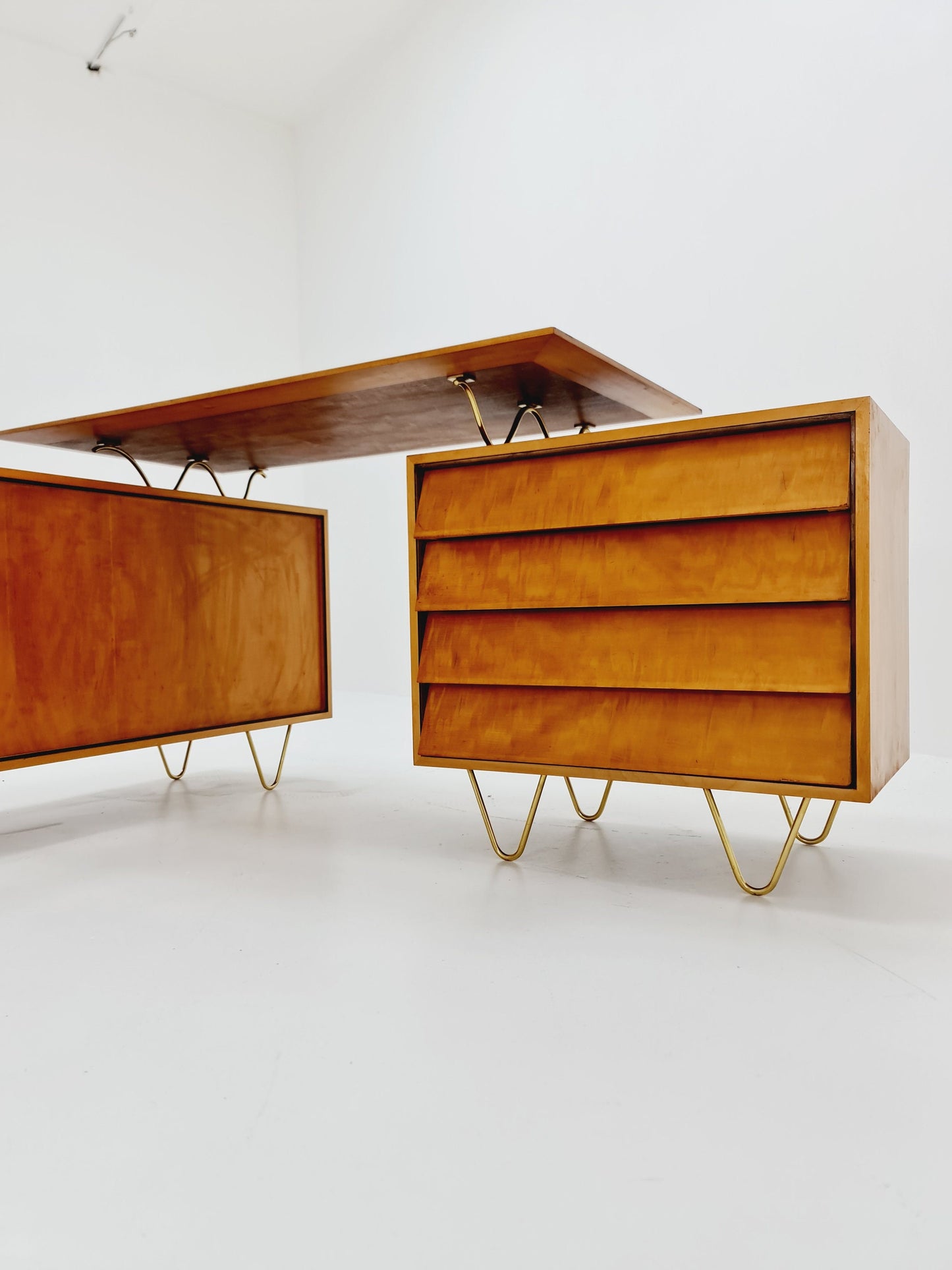 Super Rare Mid century vintage desk with attached sideboard by Alfred Altherr, 1950s